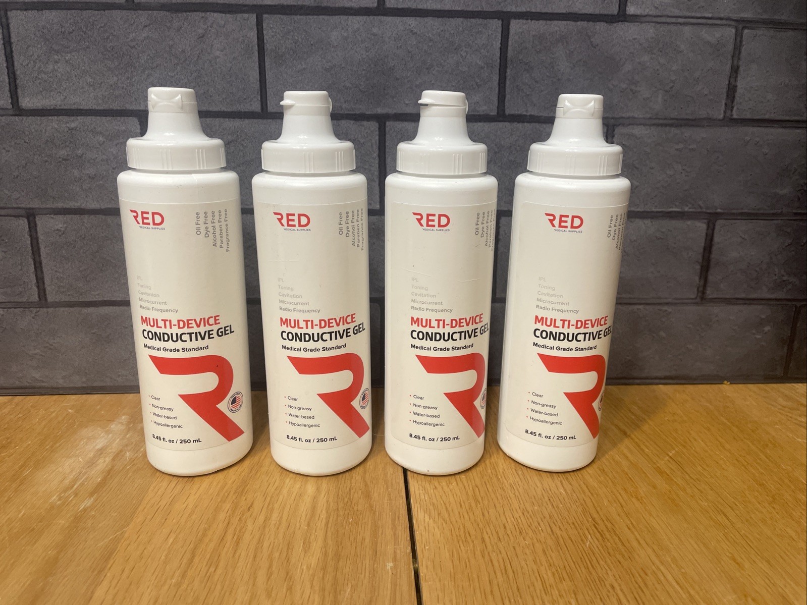 4X RED MULTI-DEVICE Conductive GEL, Clear, Water Based, Hypoallergenic 250ml