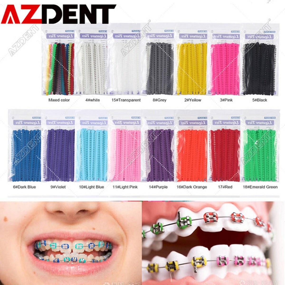1000Pcs/Bag Dental Orthodontic Brace Elastic Rubber Bands Ligatures Tie 23Colors