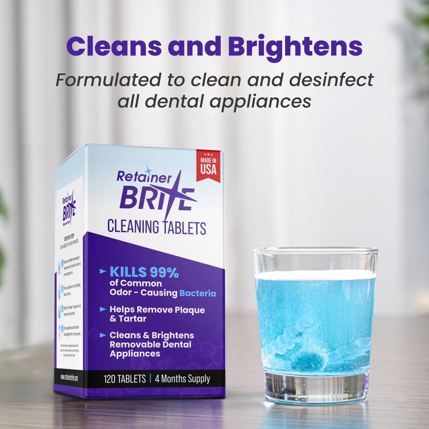 Retainer Brite Tablets for Cleaner Retainers and 96 Count (Pack of 1), Basic