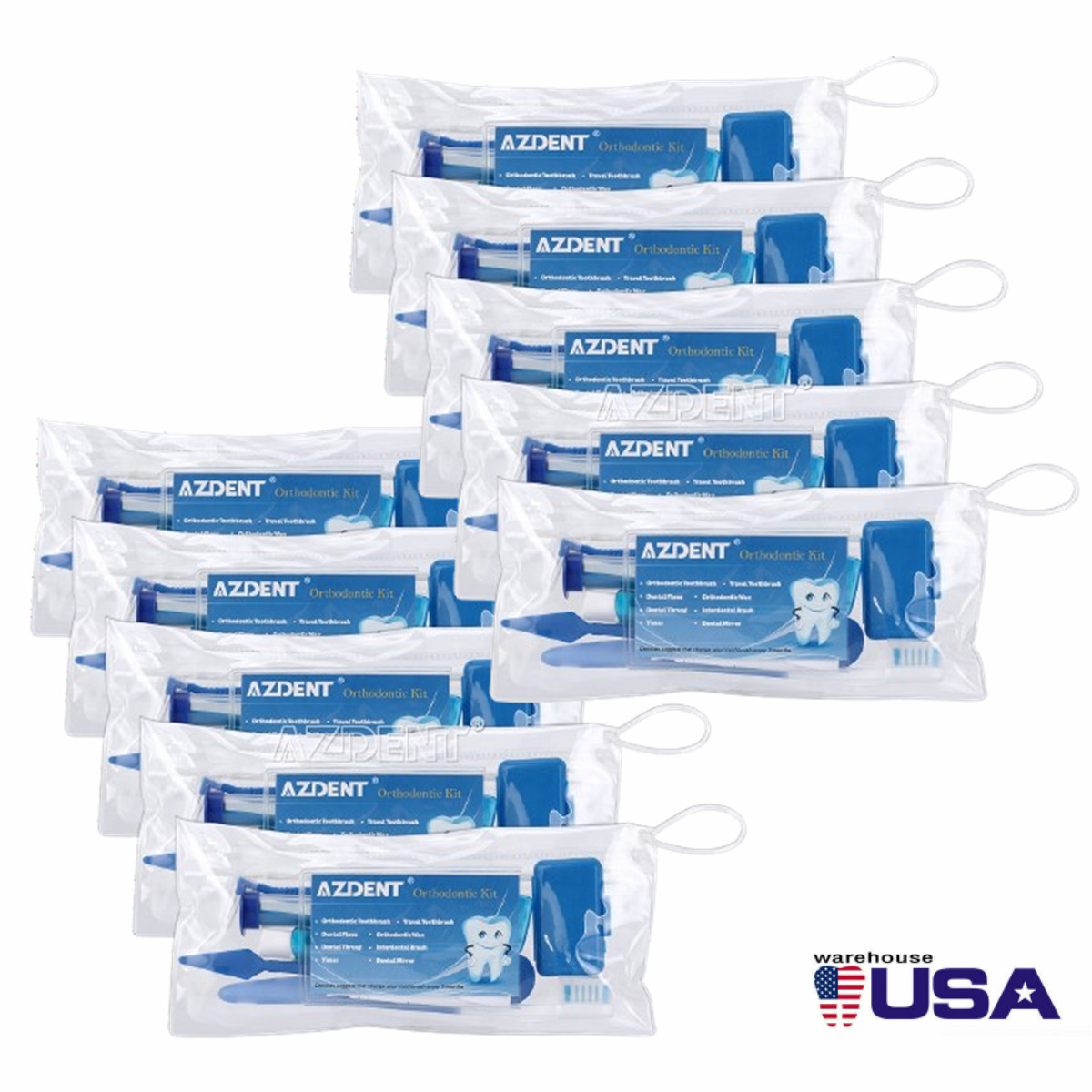 10 X Dental Orthodontic Brush Toothbrush Interdental Floss Oral Care Blue