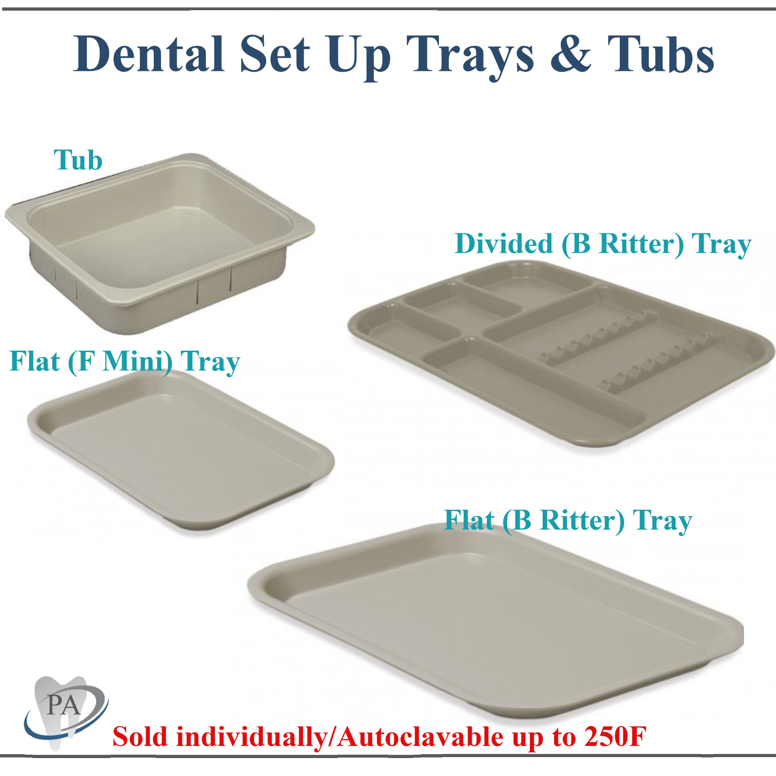 Dental Procedure Set-Up Trays Flat B (Ritter) / F Mini, Procedure Tub, Autoclave
