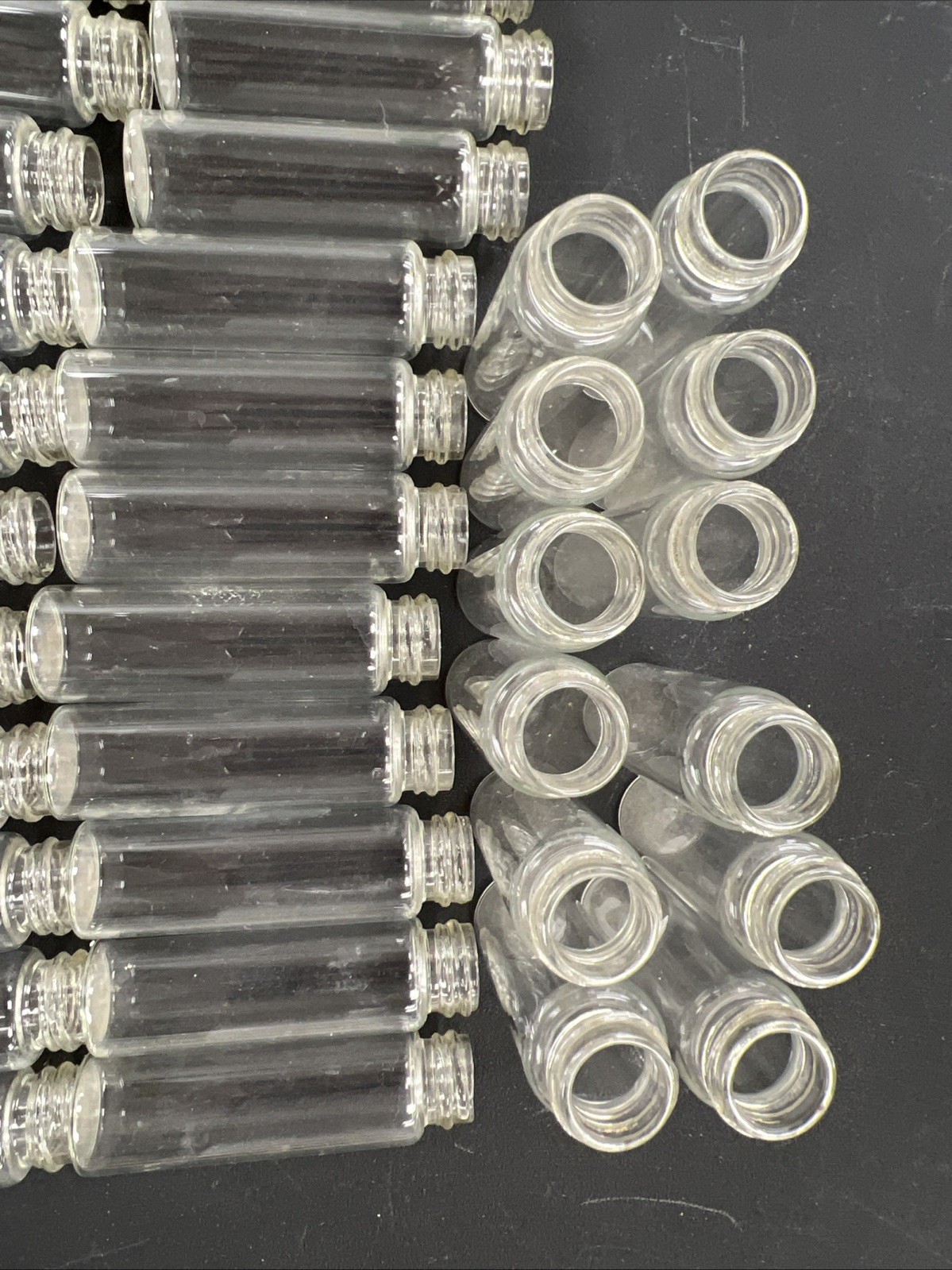 Small Glass Vials Lot 39, 2.5” Screw Top, No Caps Crafts Beading Organizing