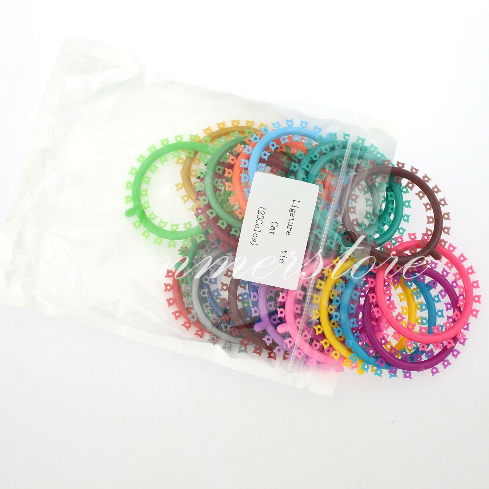 1000 Pcs/Pack Dental Ortho Elastic Rubber Cartoon Ligature Ties Kitty Colorful