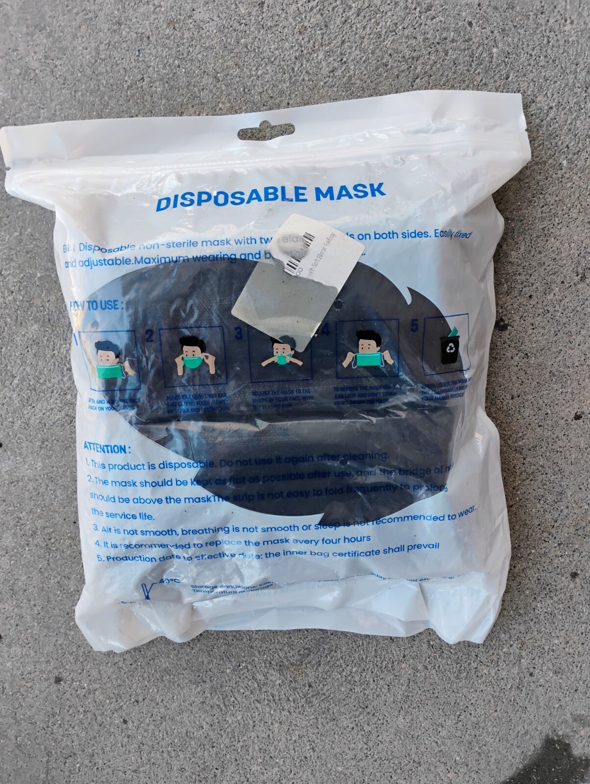 Unbranded Non-Sterile 3-Layered Disposable Black Masks (1000 pcs – pack) – New