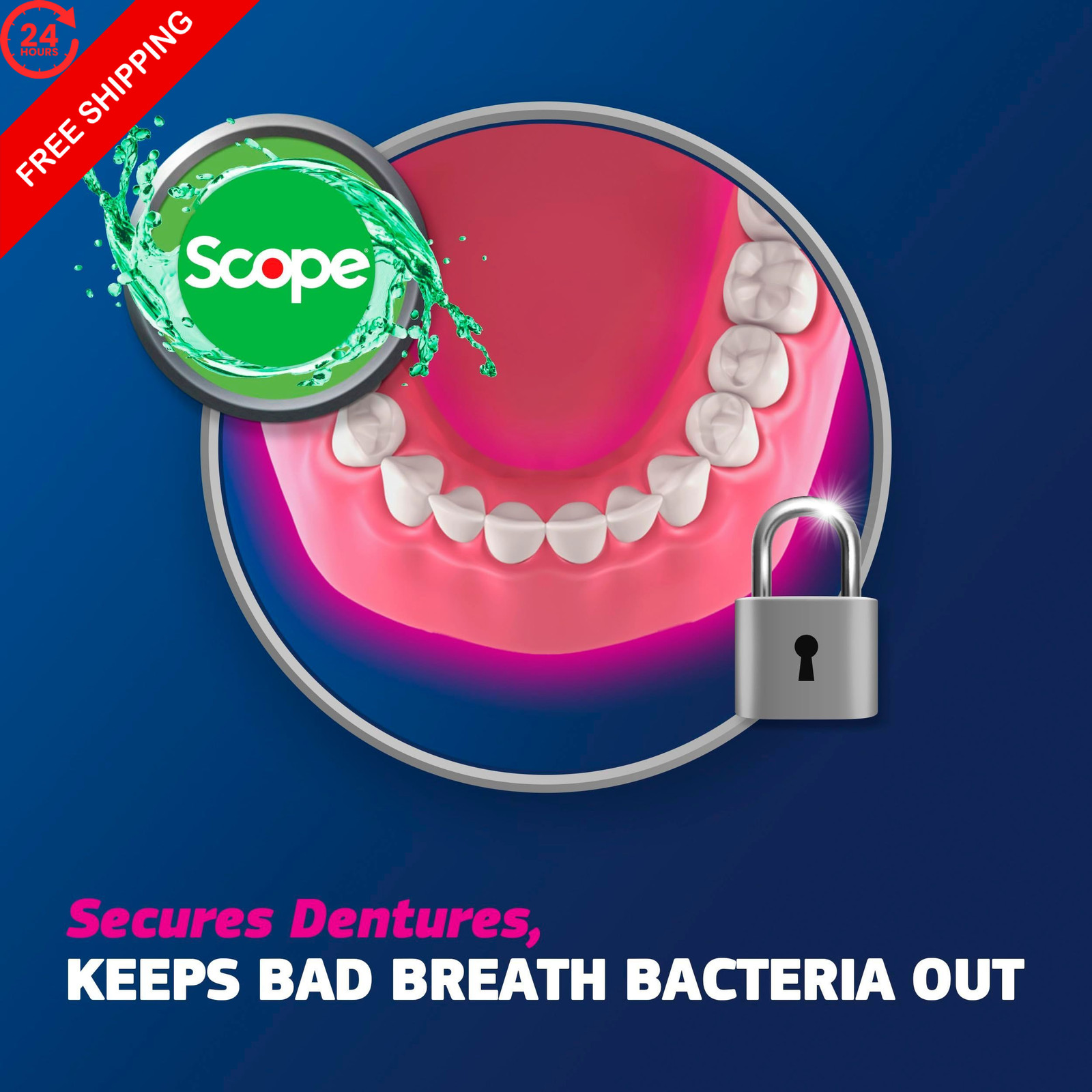 Fixodent Plus Scope Denture Adhesive Cream, 2 Ounce (Pack of 4), blue & green