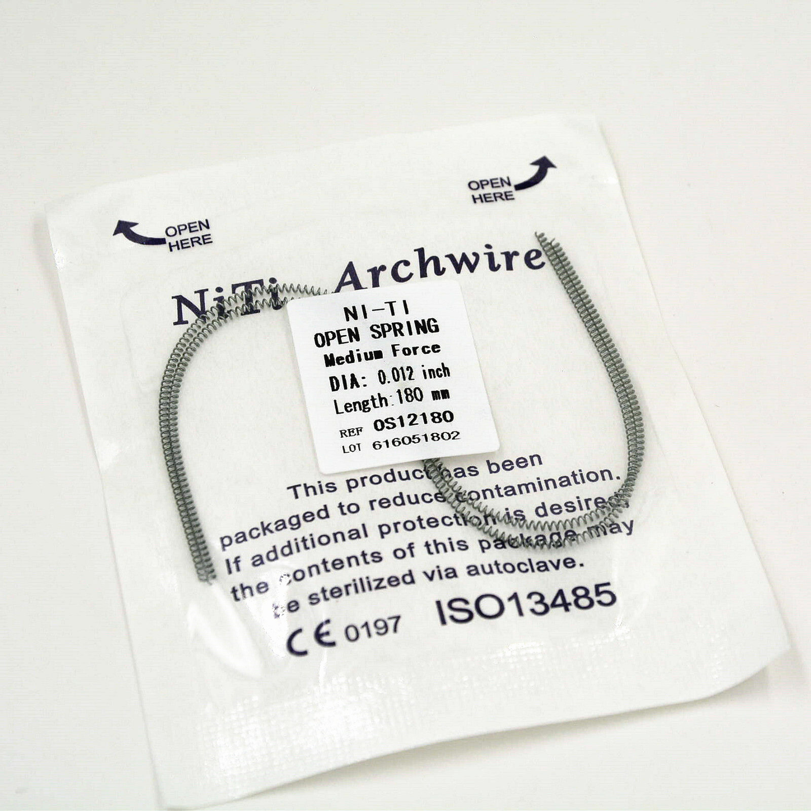 Dental Orthodontic 180mm Niti Open Coil Spring Arch Wires Alloy Dia.08/10/12/14
