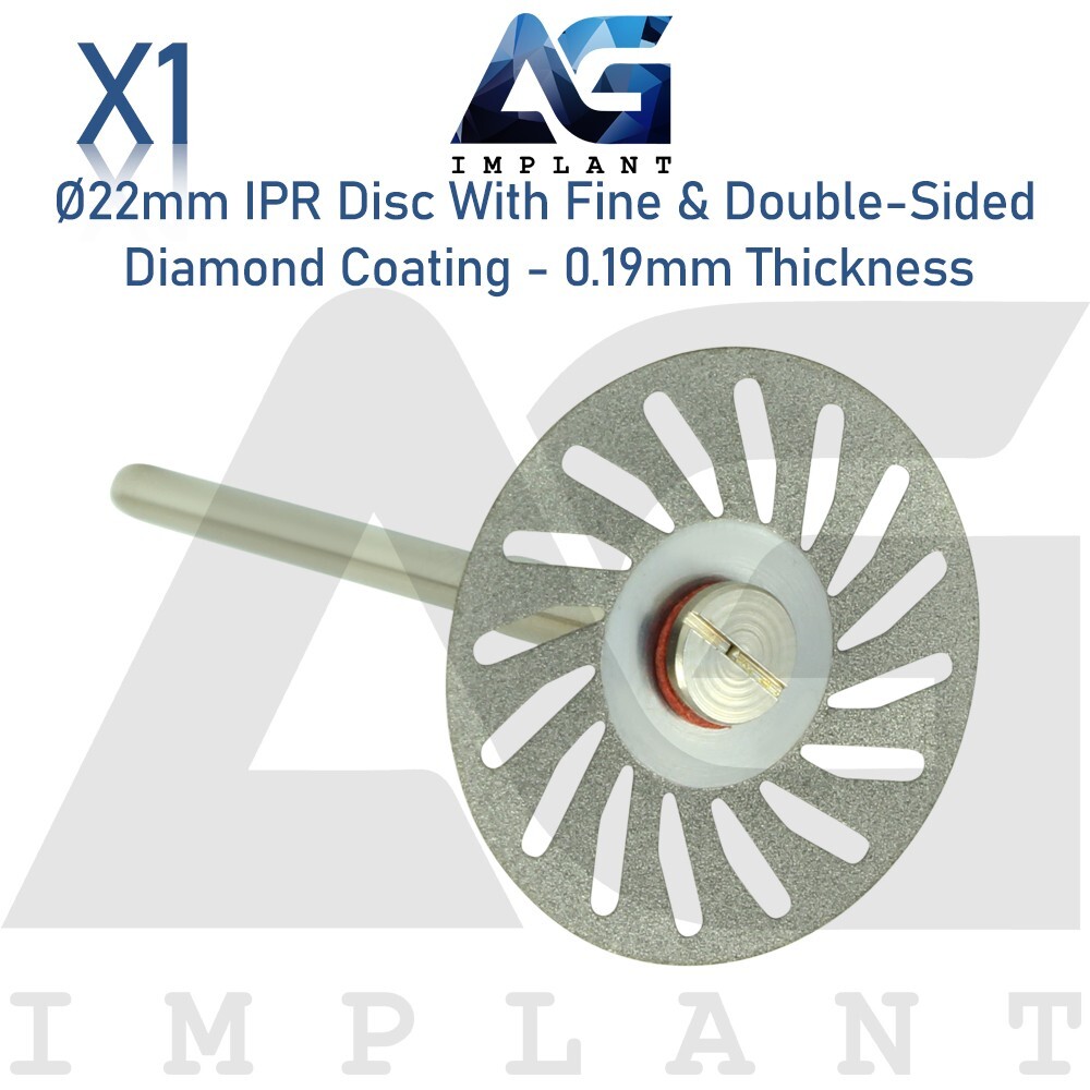 Ø22mm IPR Disc Fine Double Sided Diamond Coating 0.19 Ortho Mandrel