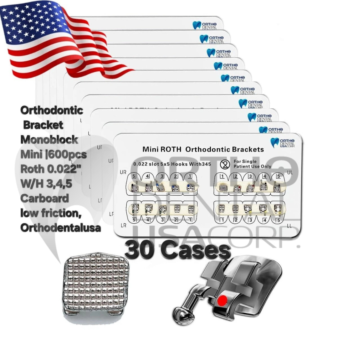 Set x 30, 50, 100 Orthodontic Brackets Monoblock Base Roth 0.22″ Orthodentalusa