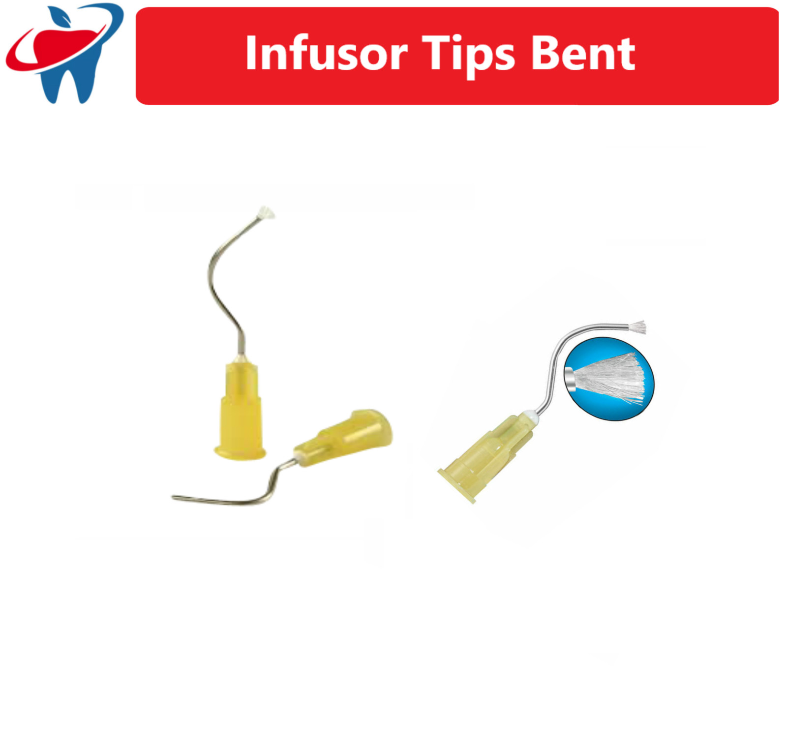 Mark3 Dental Infusor Applicator Tips Pre-Bent Metal Brush End 19G (100Pcs) #8025