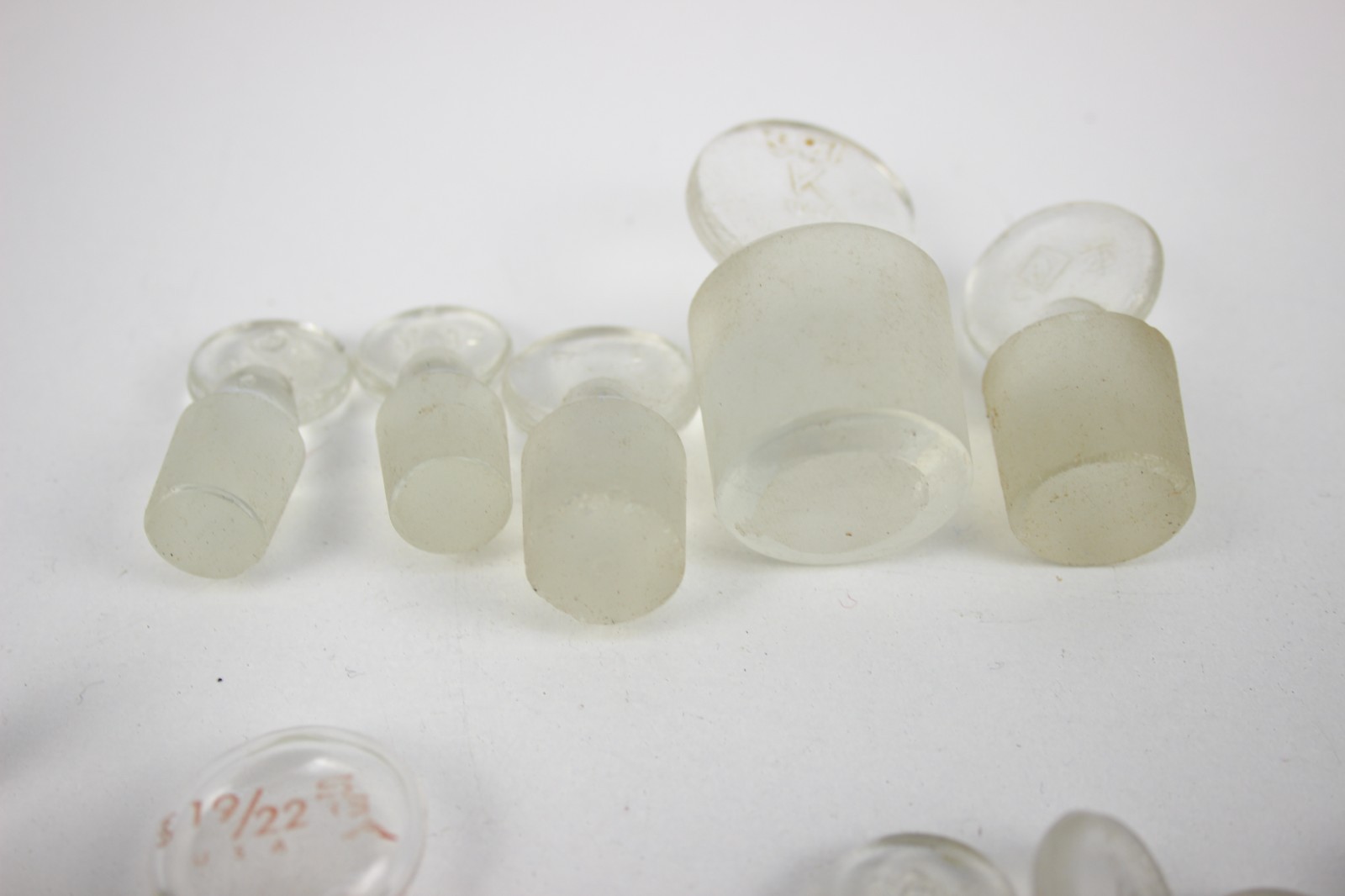 Vintage Penny Head Lab Glass Stoppers Variety size Pyrex Kimax Lot of 15 pcs