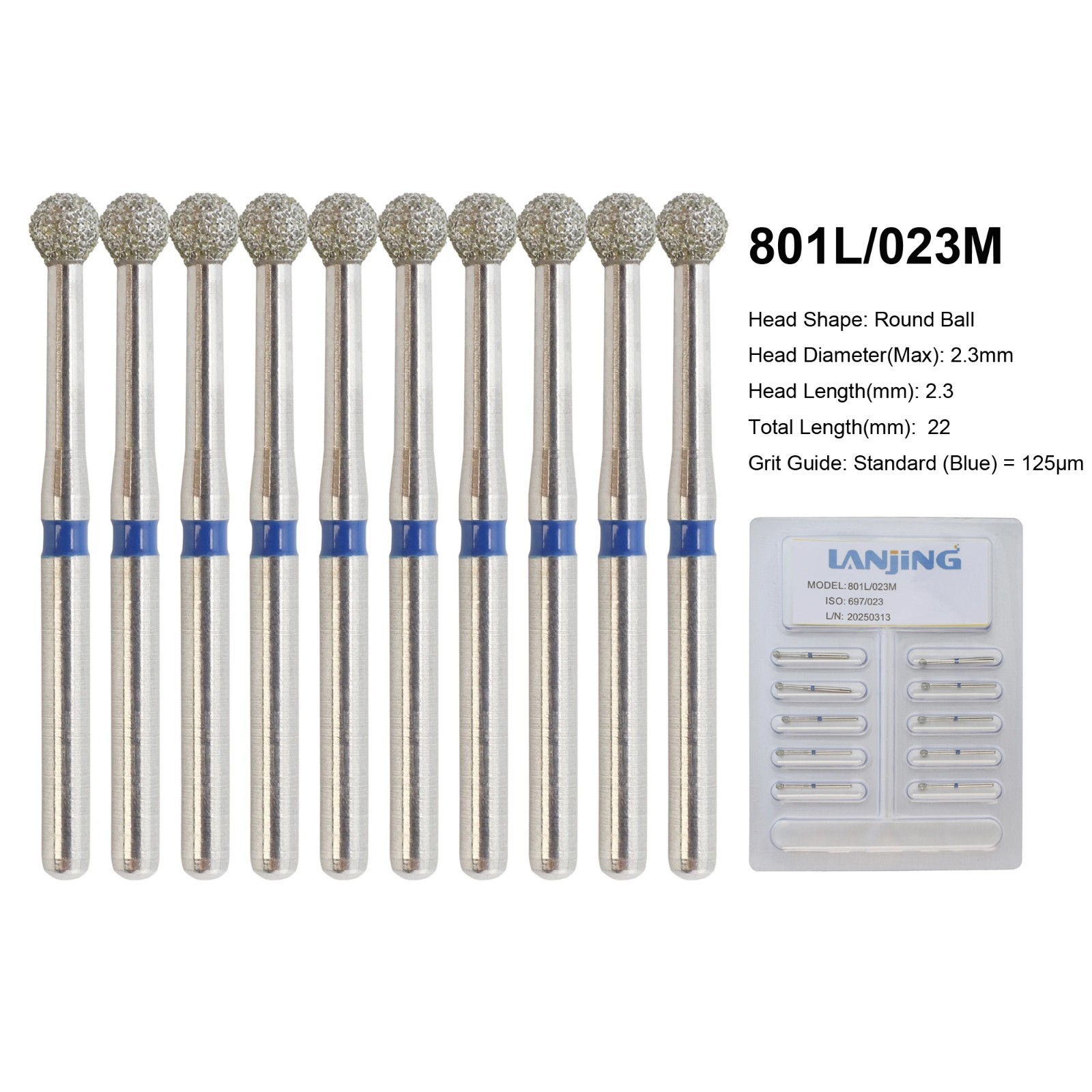 Dental Round Diamond Bur FG Pear Round End Taper Football Egg Barrel High Speed