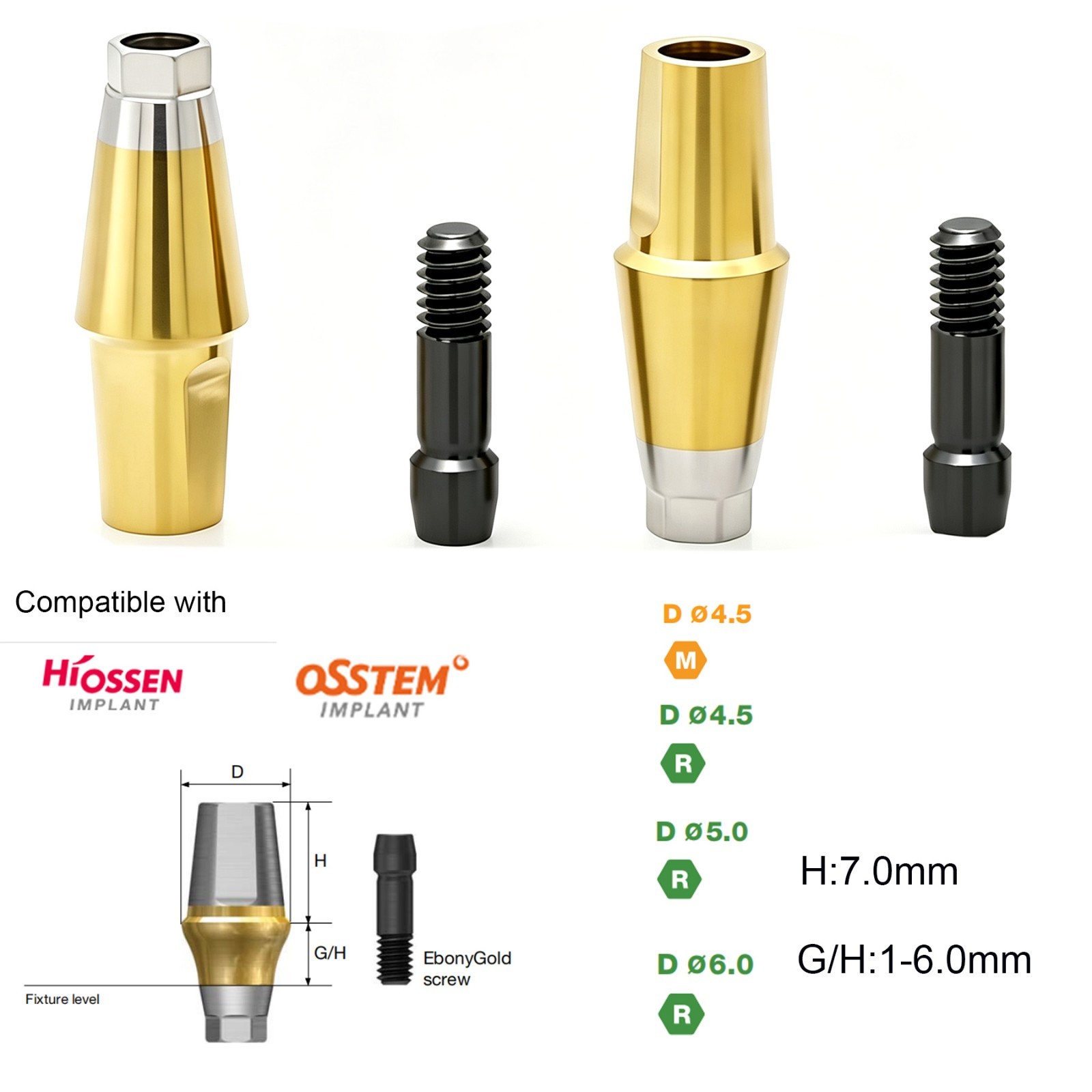 US Titanium straight abutment ti cemented abutment compatible Osstem Hiossen TS