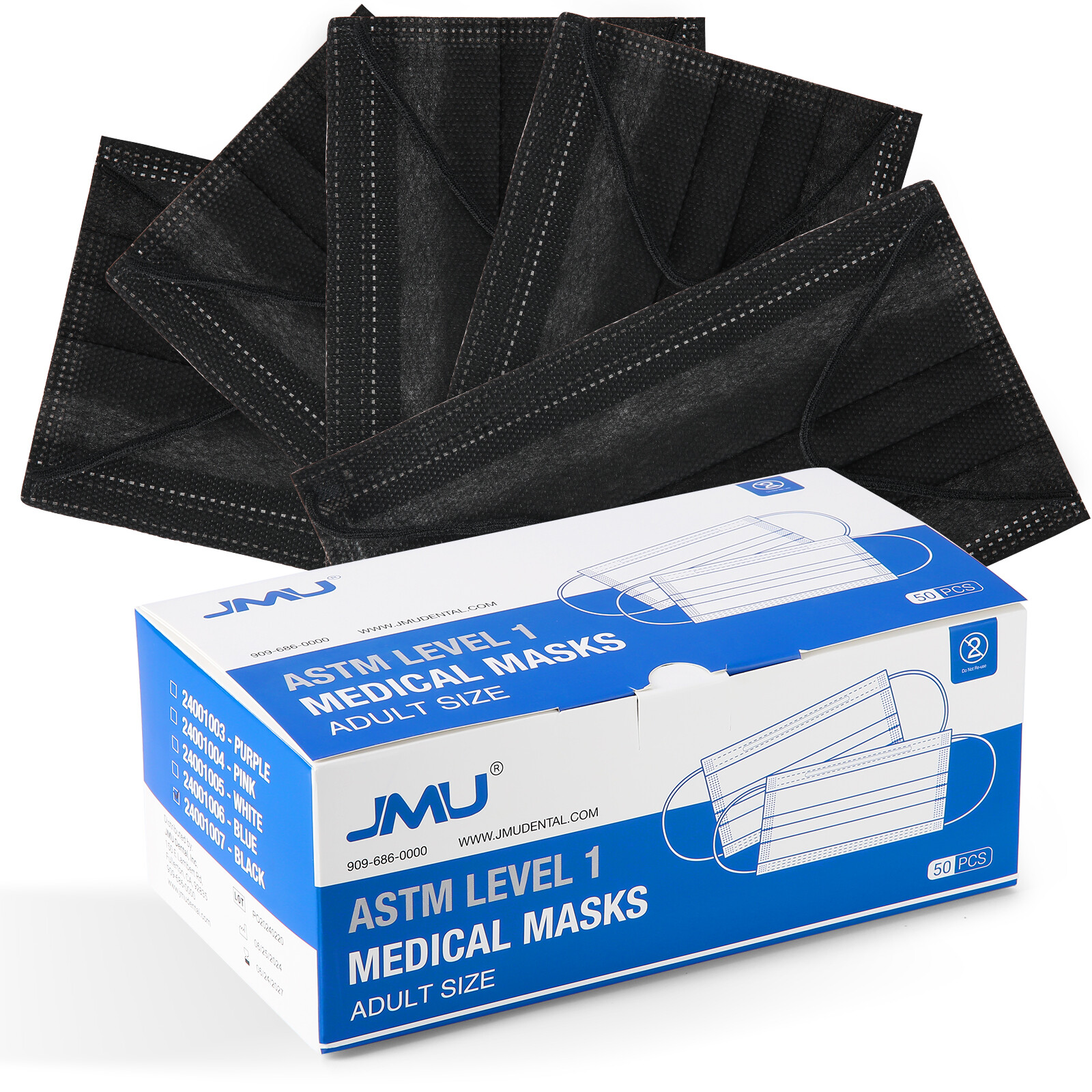 ASTM Level 1 Disposable Face Mask Medical Surgical 3 Ply Ear loop Black Masks