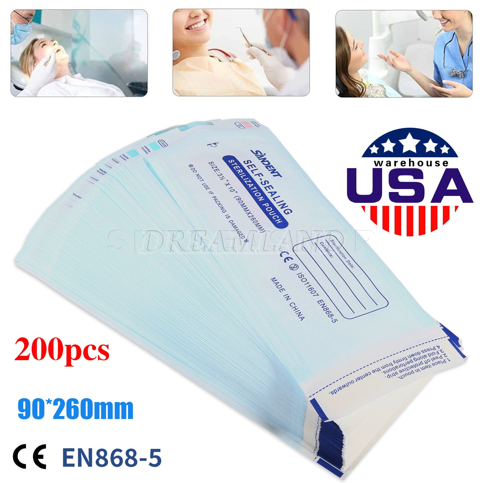 SKYSEA Dental Medical Self-Sealing Sterilization Pouches 3-1/2″x10″ up to 4000