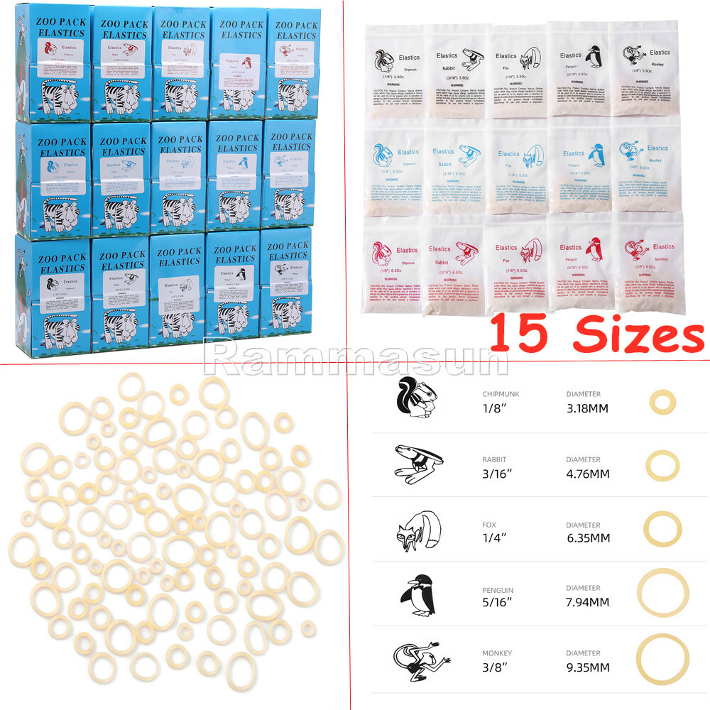 5000Pcs Dental Ortho Elastic Braces Rubber Bands 1/4 3/16 1/8 5/16 3.5 5 6.5 OZ