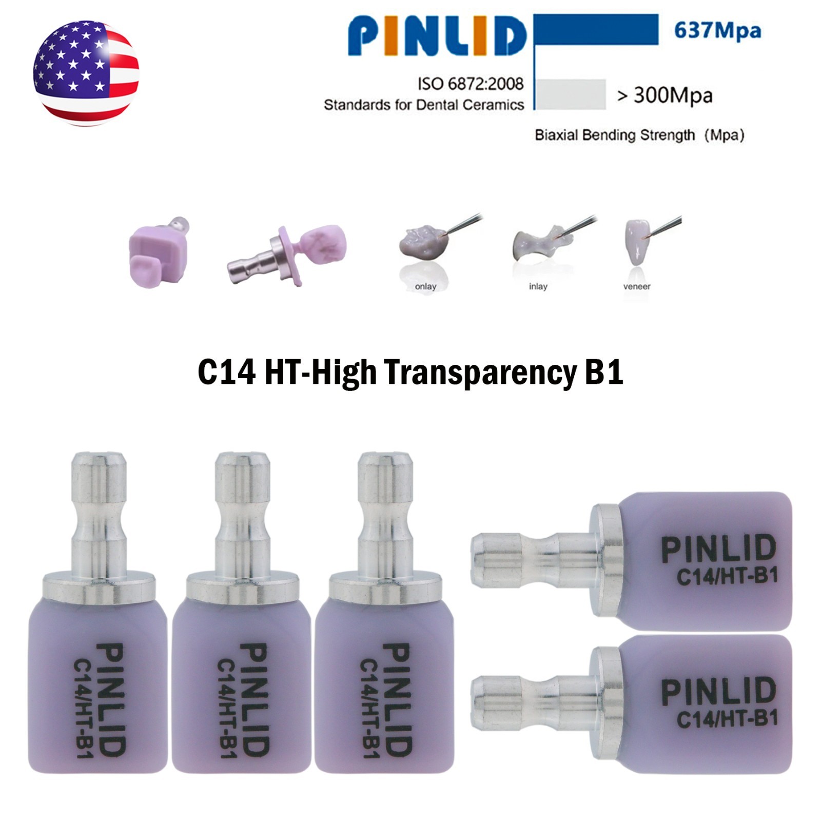 Dental C14 Glass Ceramic Block HT LT Emax Lithium Disilicate for CEREC CAD/CAM