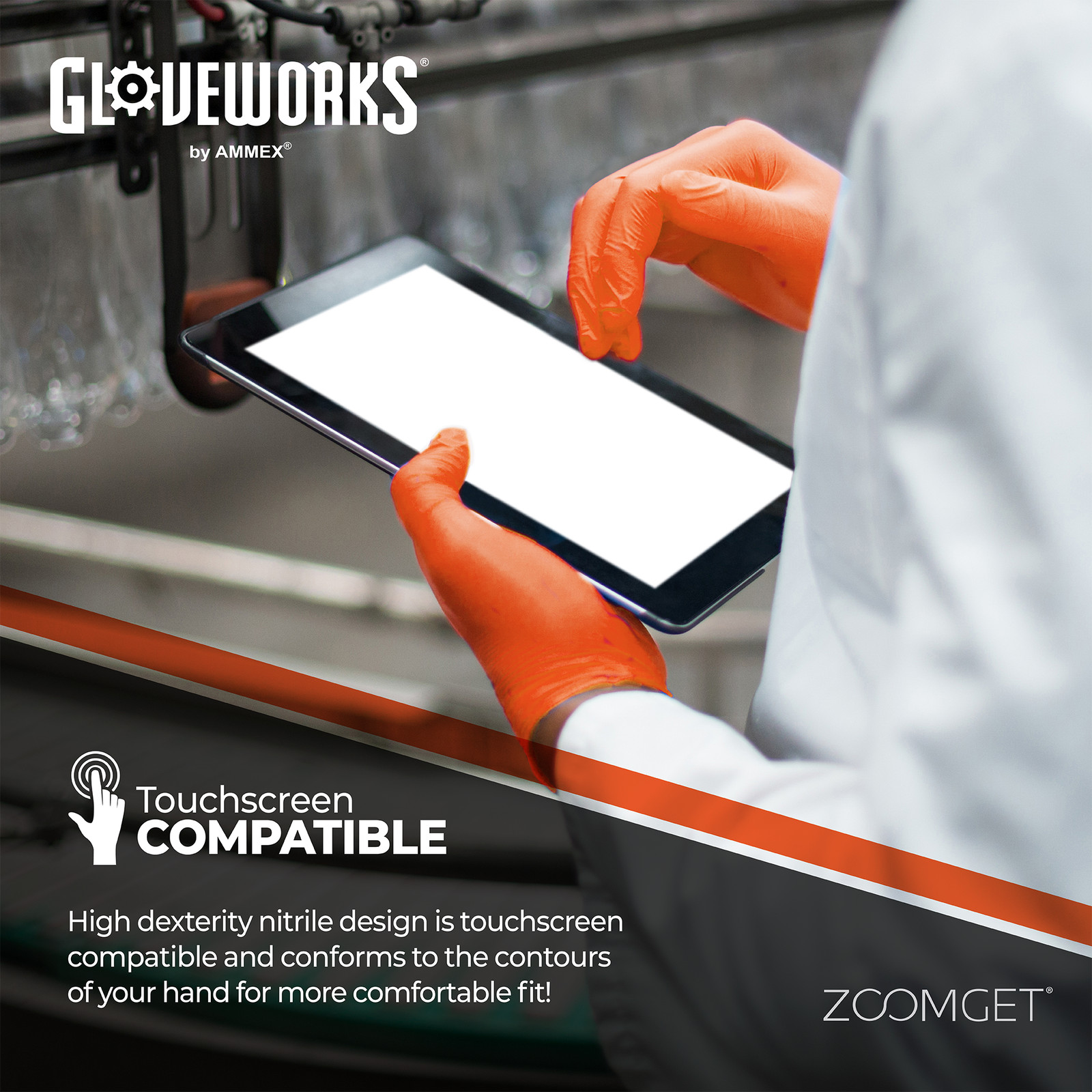 GLOVEWORKS HD Orange Nitrile Disposable Gloves 8 Mil Raised Diamond Texture