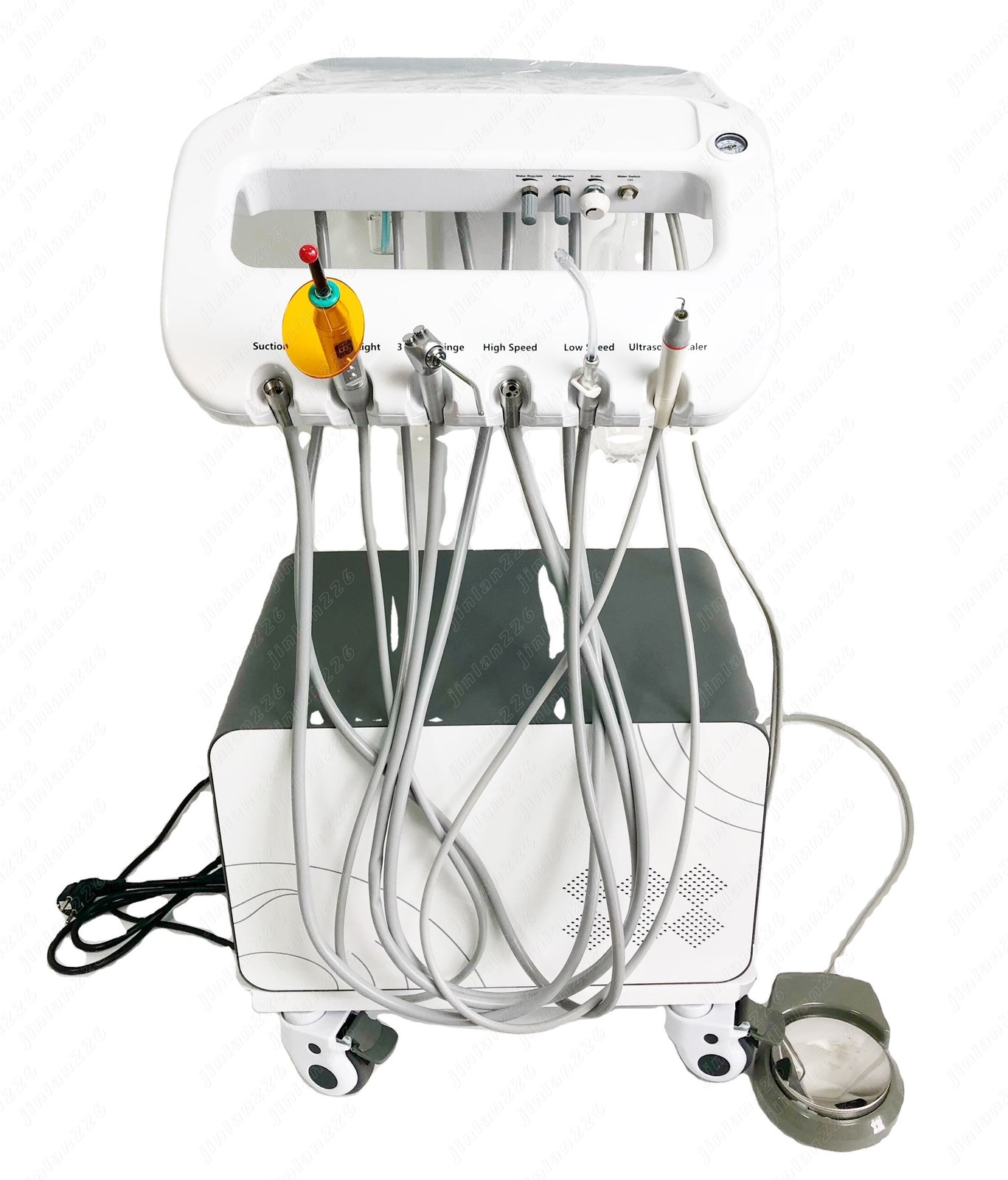 Portable Dental Mobile Delivery Unit Air Compressor Rolling Cart Suction System