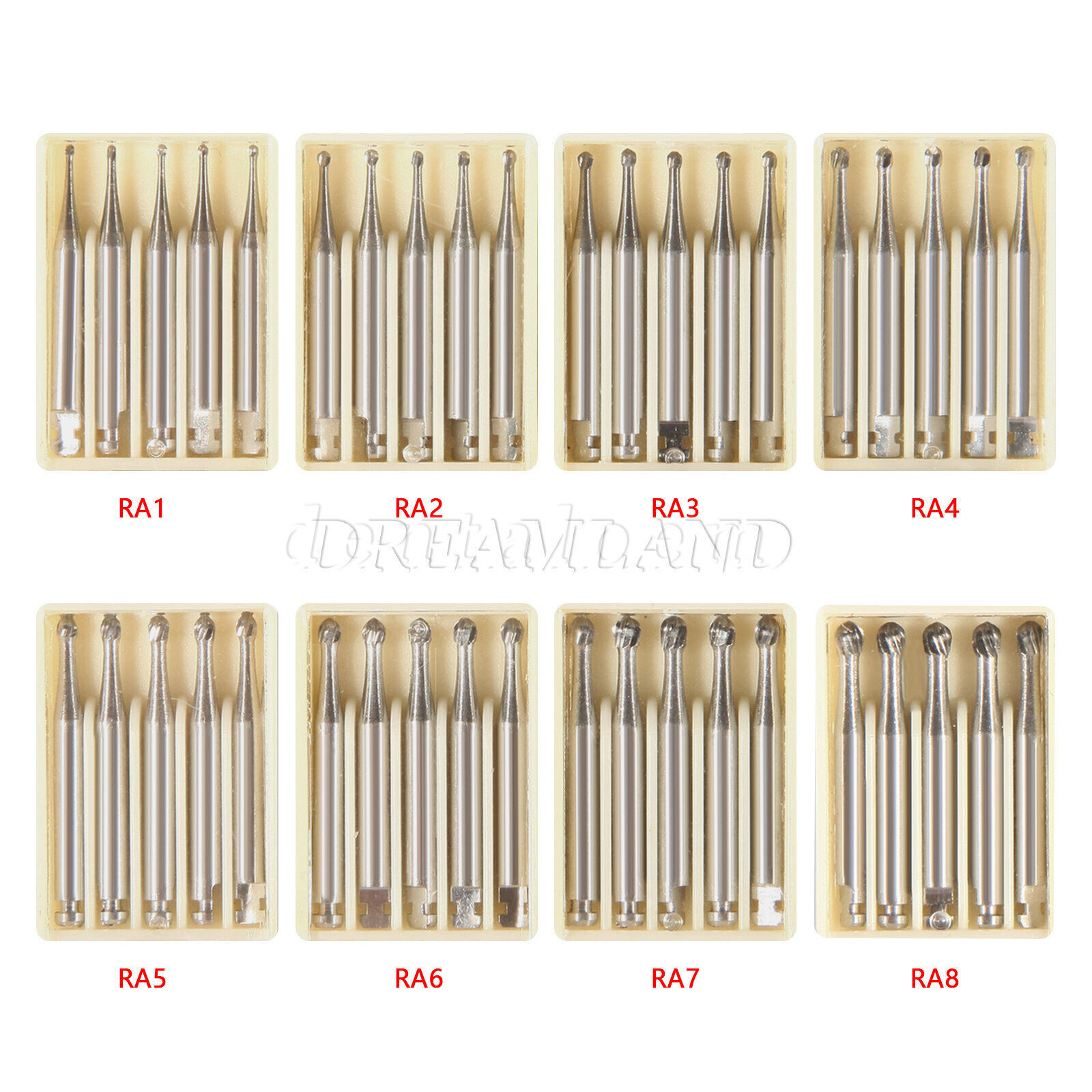 1-10* 8 Types Dental Round Carbide Bur for Slow Speed Latch Type RA 1# – 8# Burs