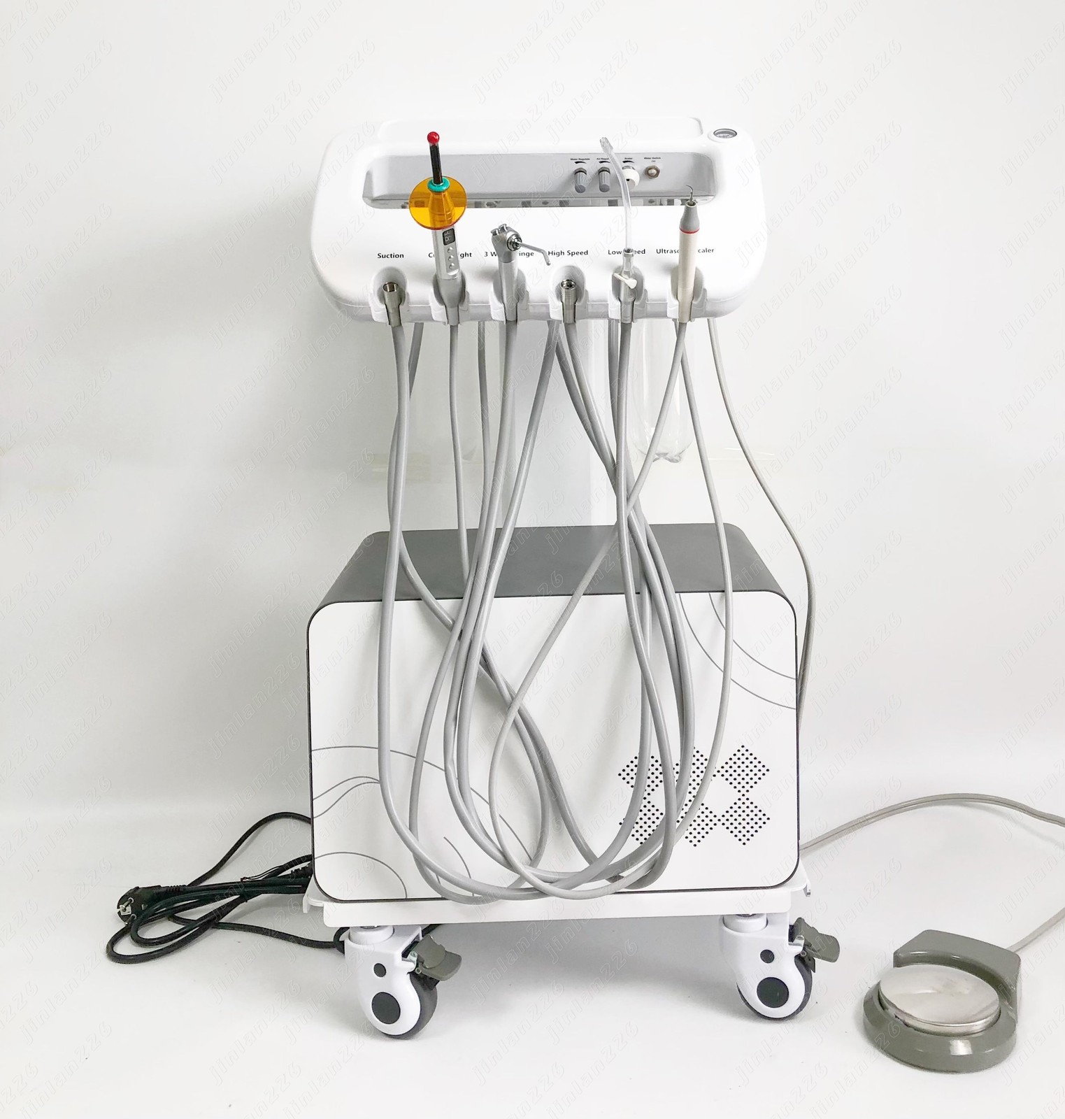 Portable Dental Mobile Delivery Unit Air Compressor Rolling Cart Suction System