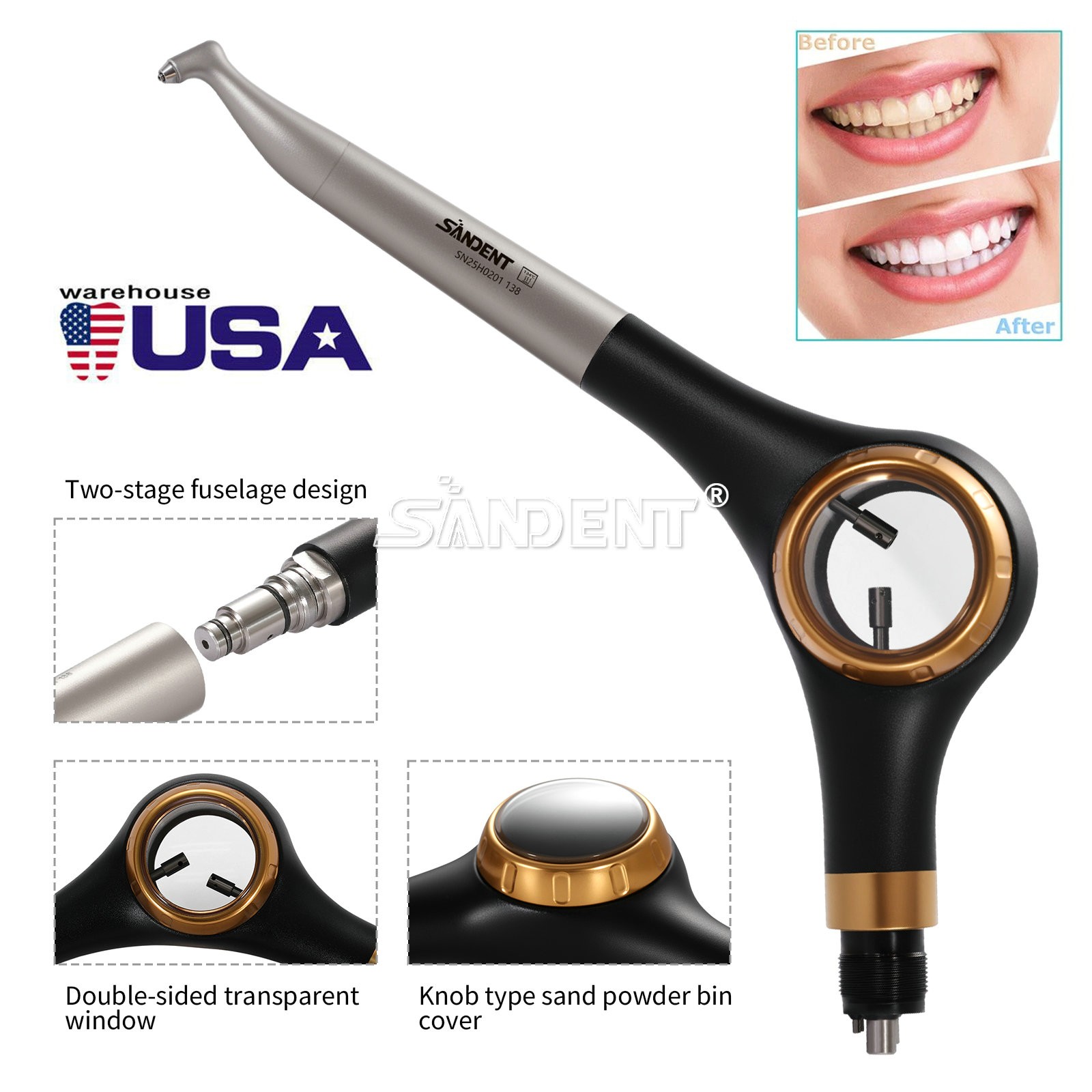 SANDENT Dental Air Polisher Supragingival Handpiece dt