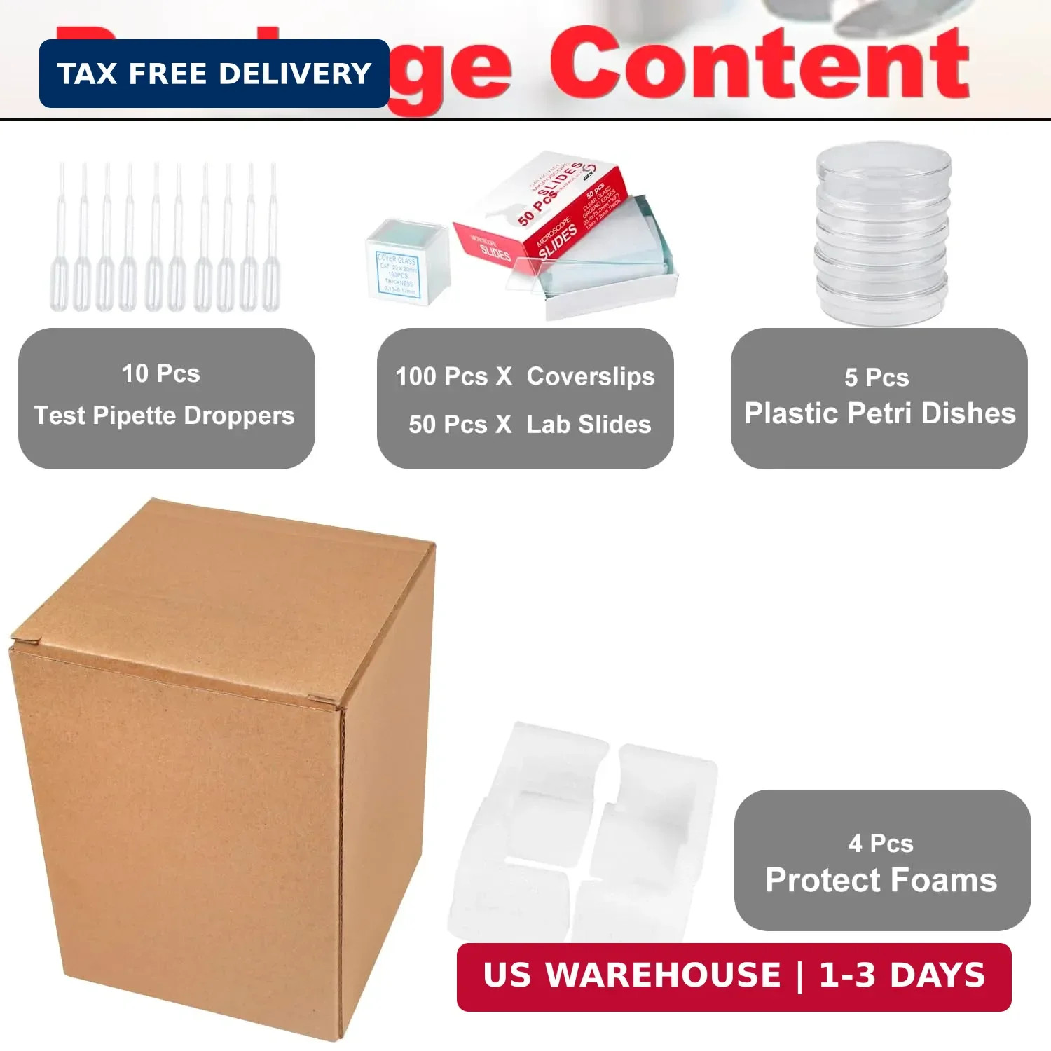 60mm Diax15mm Deep Lab Petri Plate Dish with Lid Set | 50 Pcs Blank Microscope S