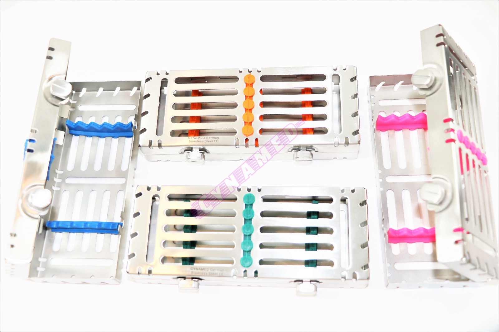 4 EA STERILIZATION CASSETTE WITH DOUBLE BUTTONS FOR 5 INSTRUMENTS AUTOCLAVABLE