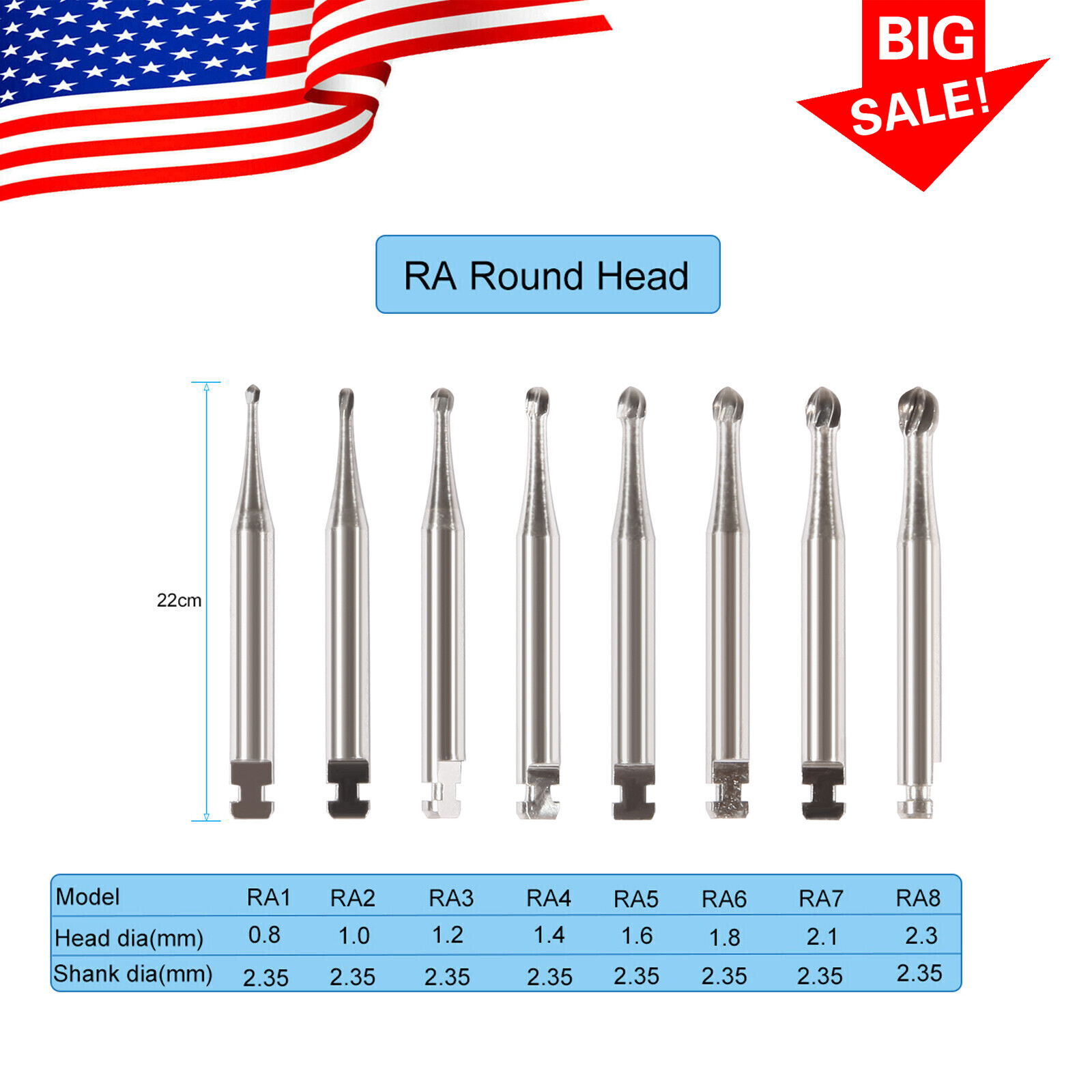 5-50pcs Dental Tungsten Carbide Bur RA1-8 For Slow Low Speed Handpiece po