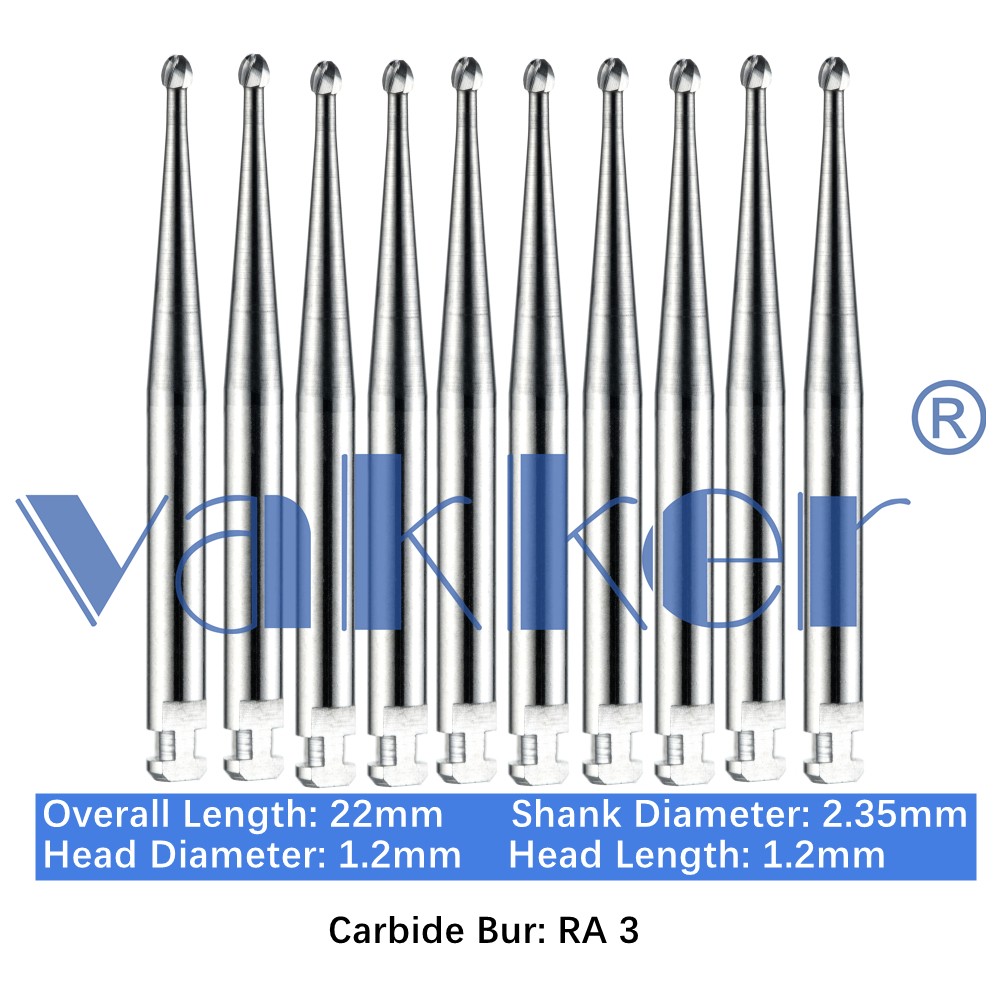 10/pk Dental Carbide Burs RA Latch Type 22mm Inverted Cone Football Low Speed
