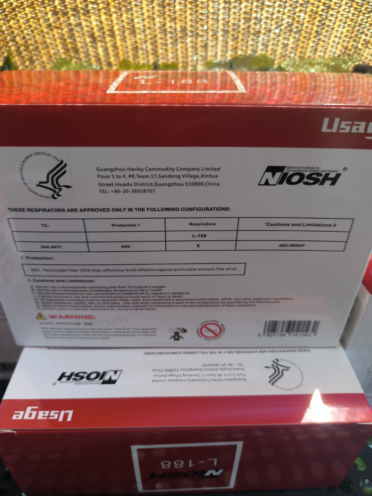 100 U.S. NIOSH Certified N95 L-188 HARLEY COMMODITY Face Mask[5 Boxs Of 20]
