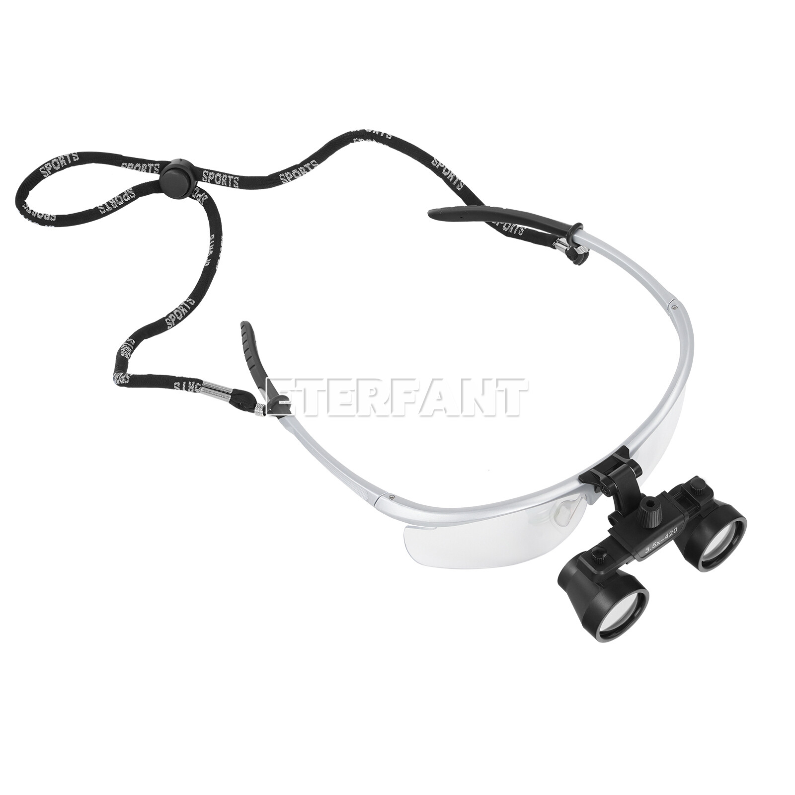 ETERFANT 3.5X Dental HD Binocular Magnifier Loupes Silver+5W LED Head Light Lamp