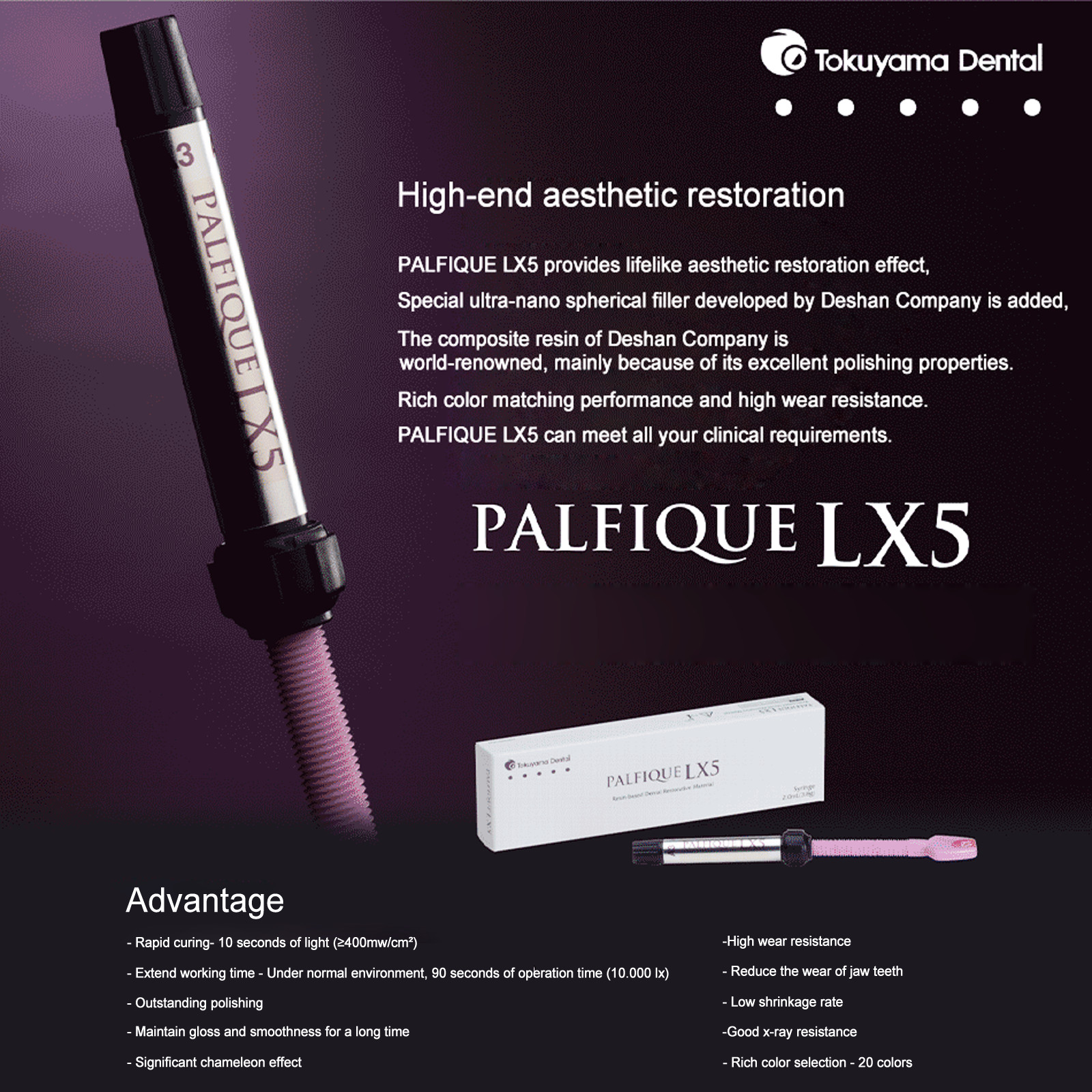 Palfique Tokuyama LX5 Resin Based Dental 3.8gm All SHADE Available