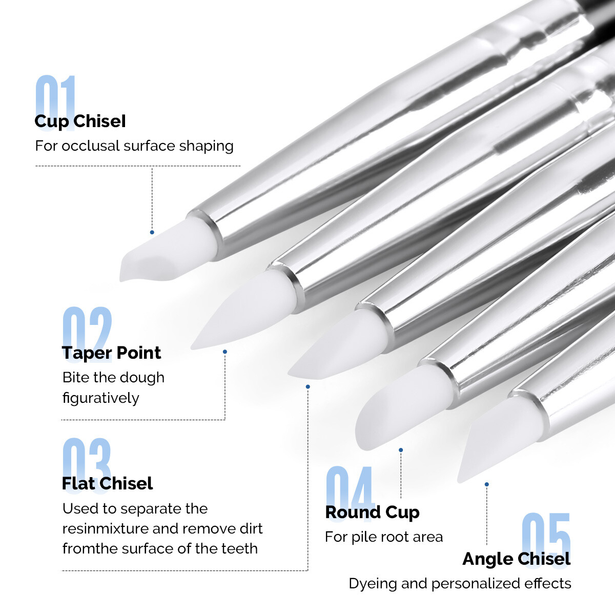AZDENT Dental Composite Silicone Brush Pen Resin Veneer Cement Porcelain Pen