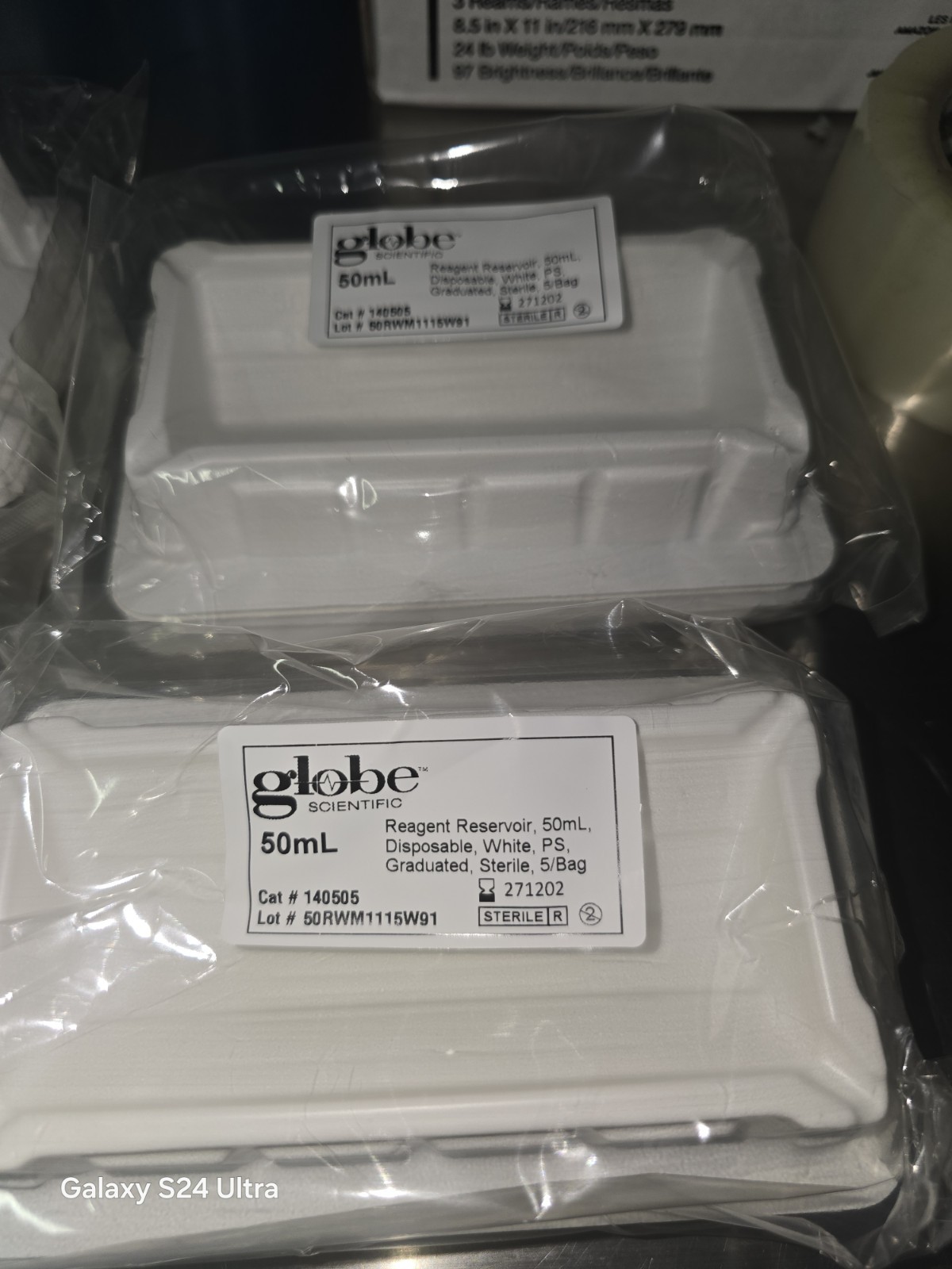 Globe Scientific 50mL Sterile Reagent Reservoirs – 40 Pack/ 200 pcs– Cat #140505