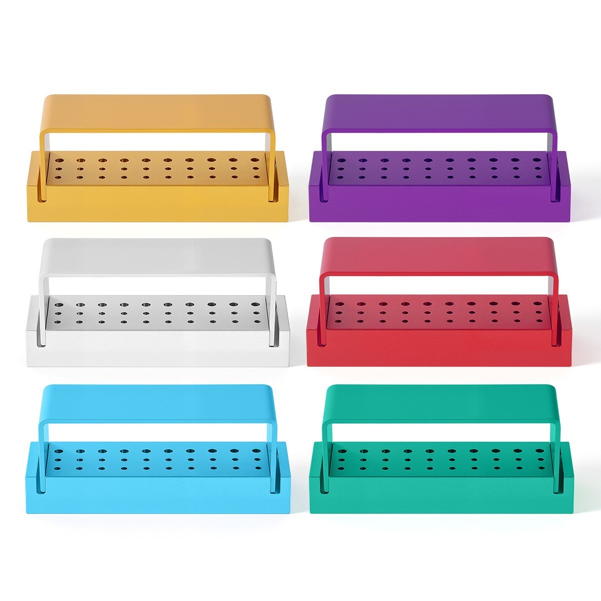 30 Holes Dental Bur Block Holder Disinfection Sterilization Box for RA FG Burs