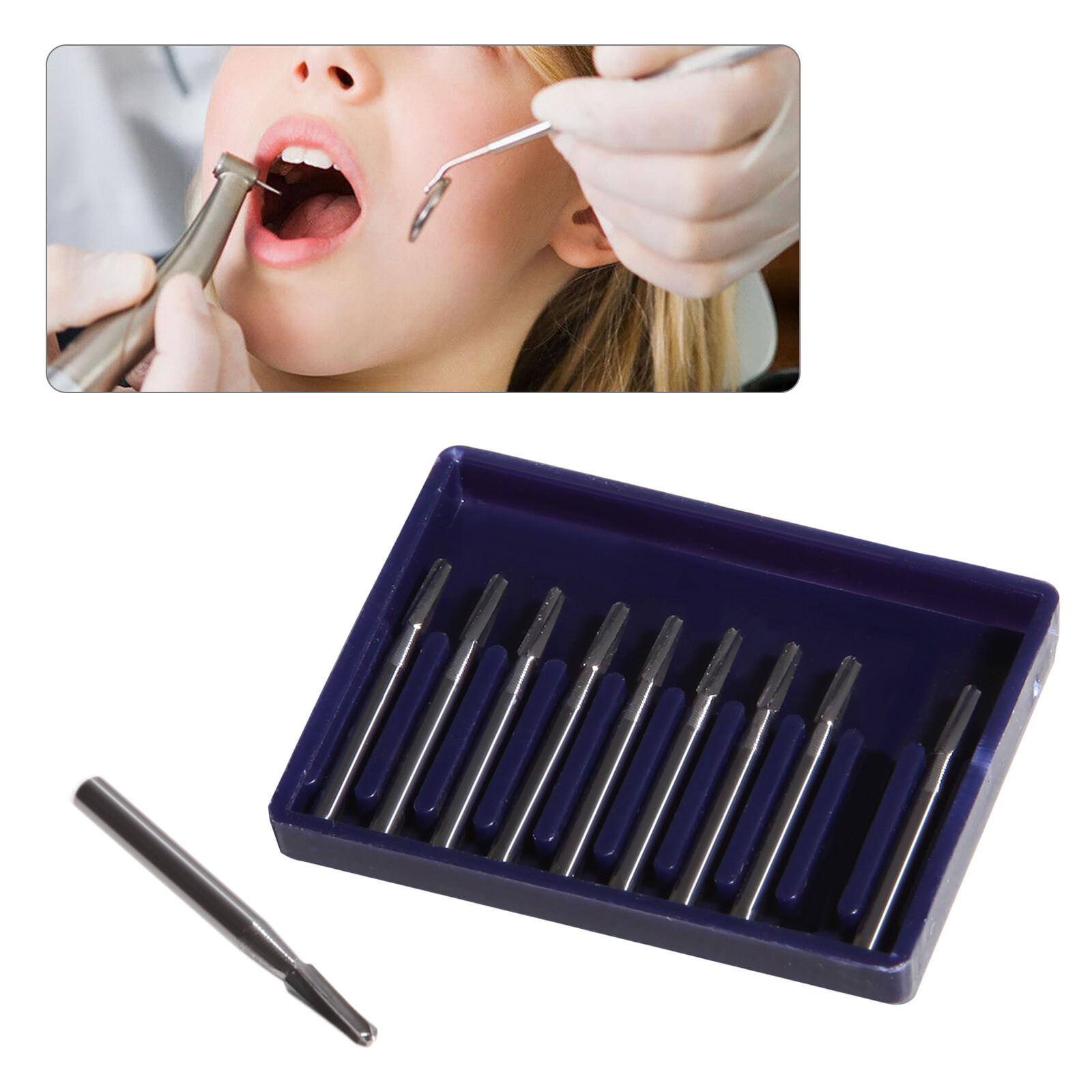 10*Dental Tungsten Carbide Tungsten Steel Burs for High Speed Handpiece FG1172