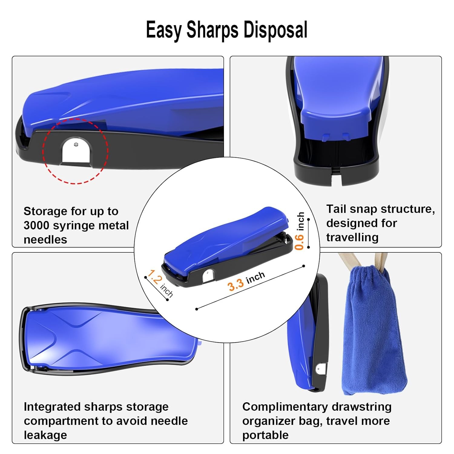 Needle-Clipping Needle Clipper for Syringe, Sharps Disposal Container Fit Home a
