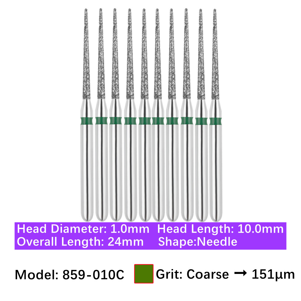 10pc Vakker Friction Grip Diamond Burs Needle Burs for High Speed Handpiece