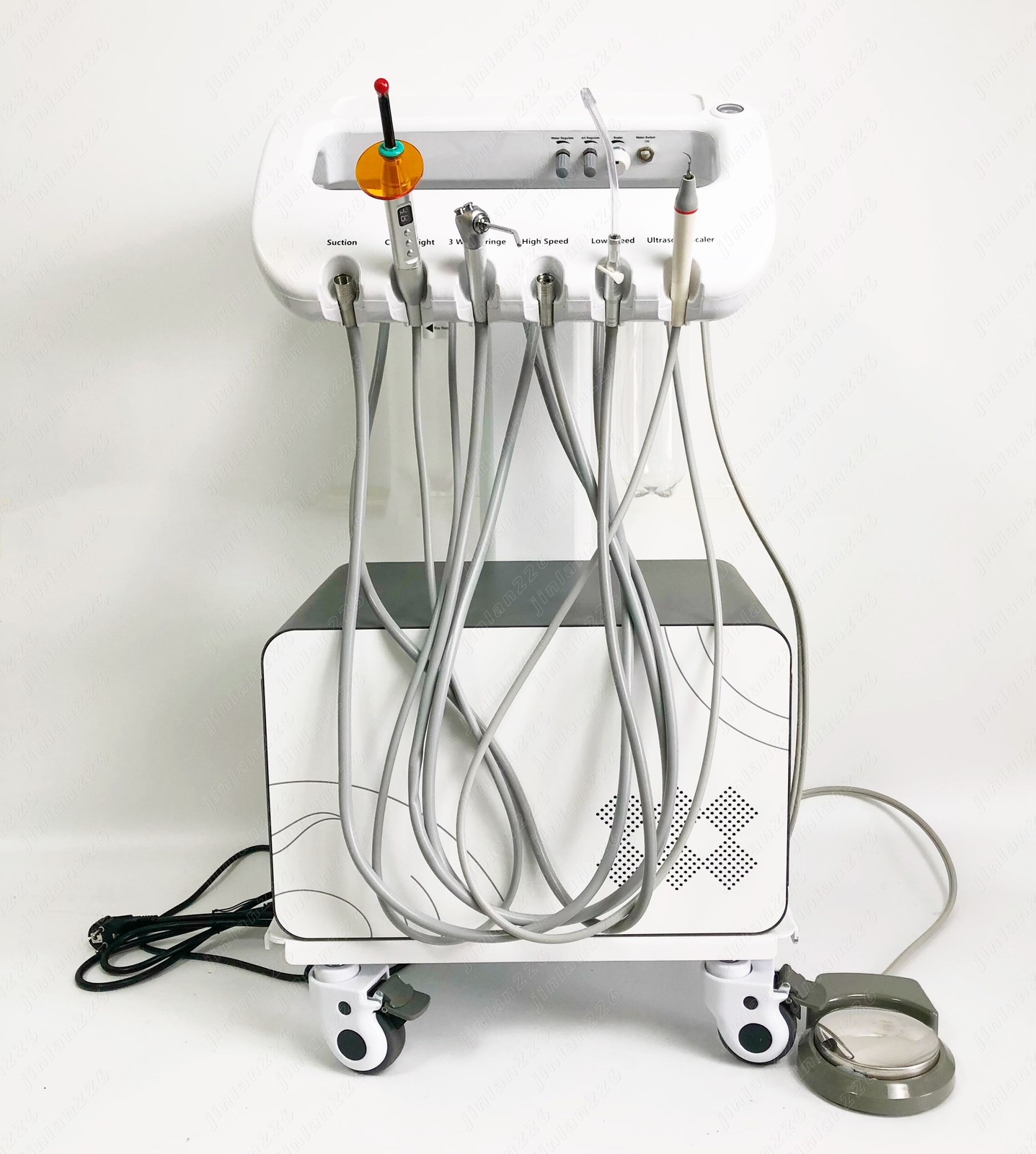 Portable Dental Mobile Delivery Unit Air Compressor Rolling Cart Suction System