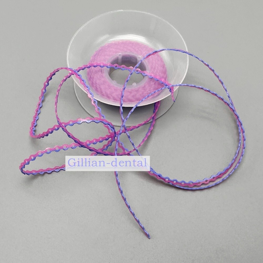 Dental Orthodontic Elastic Ultra Power Chains Rubber Band For Braces 2 Colors