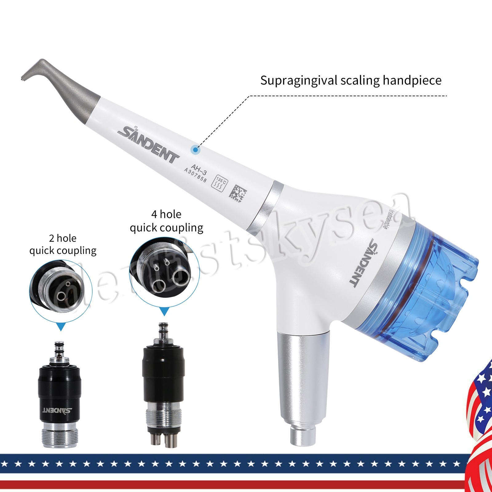 Dental Air Flow Teeth Polisher /Micro Blaster Sandblasting Handpiece 4Holes