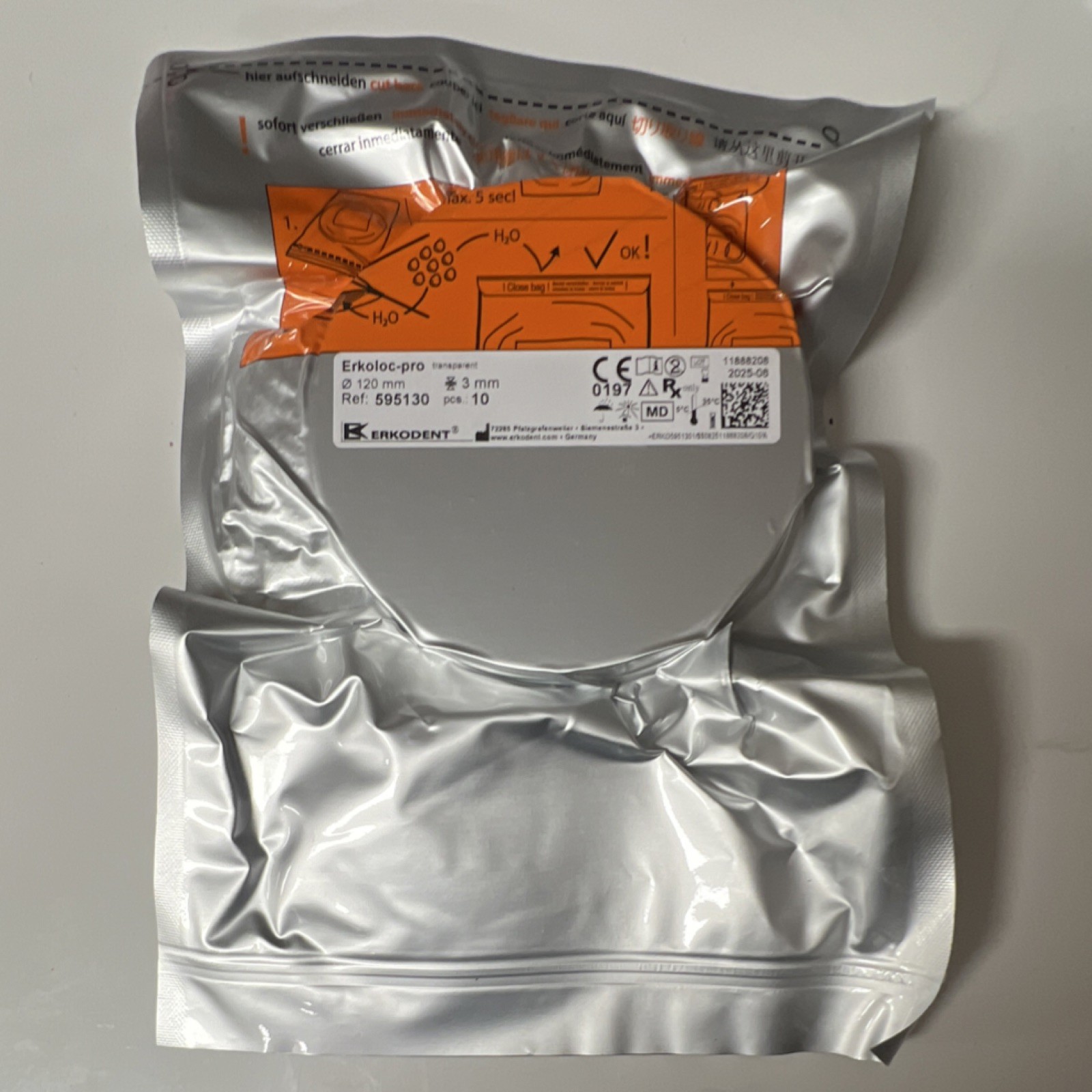 Erkodent Erkoloc-pro Transparent Thermoforming Discs 120mm x 3mm MPN 595130 (10)