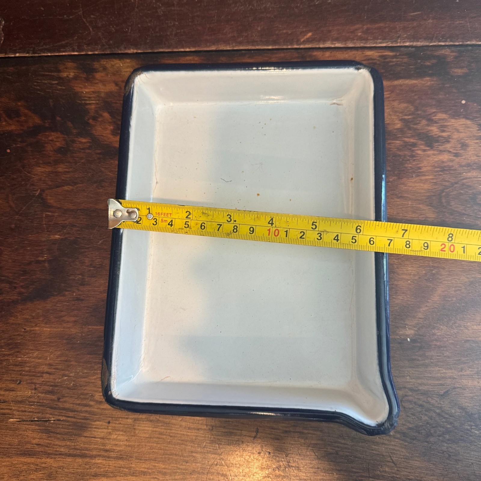Vintage White Enamelware Tray Montauk Germany Medical Distressed
