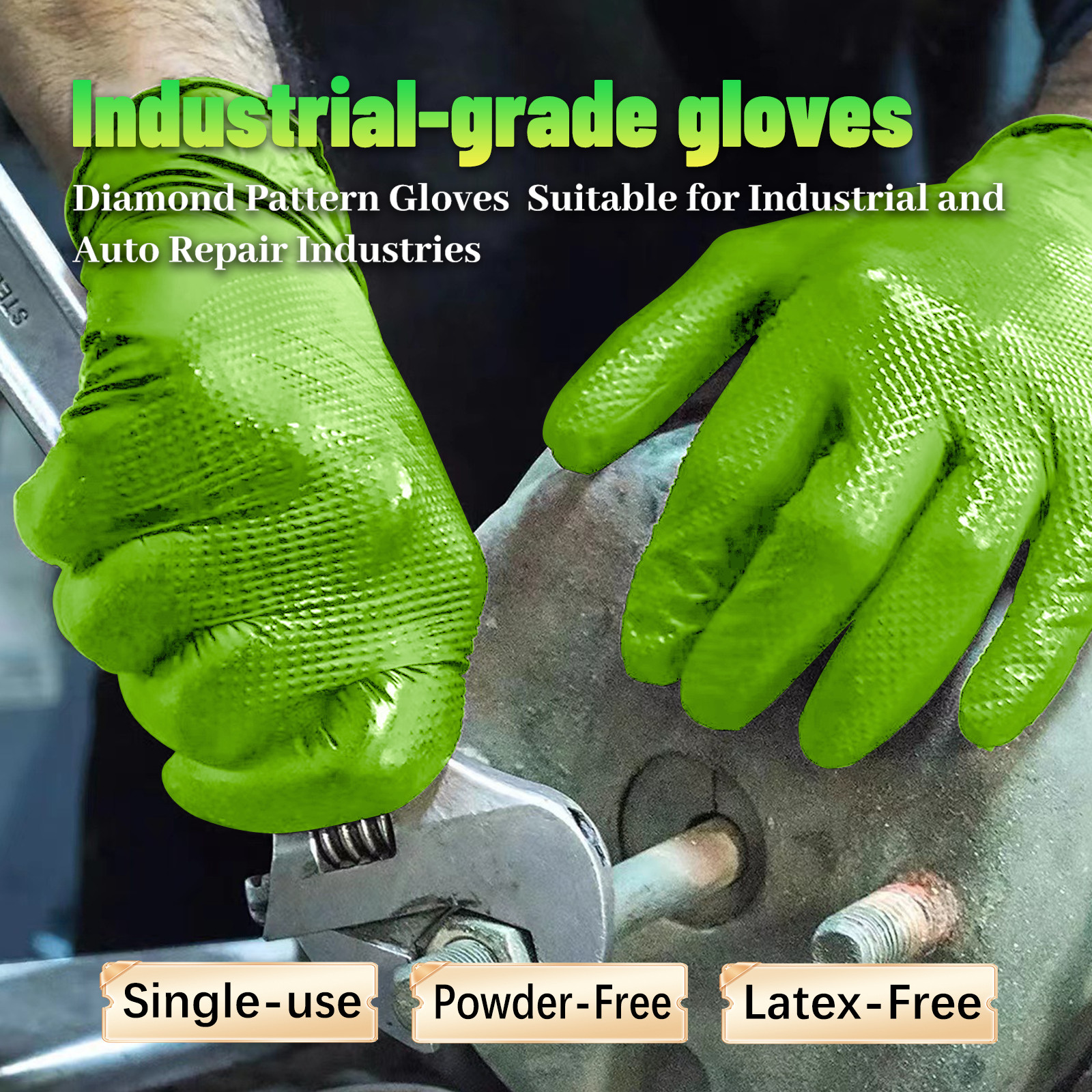 Heavy Duty Nitrile Gloves 8 Mil, Latex-Free, Large, Box of 1000, for Industrial