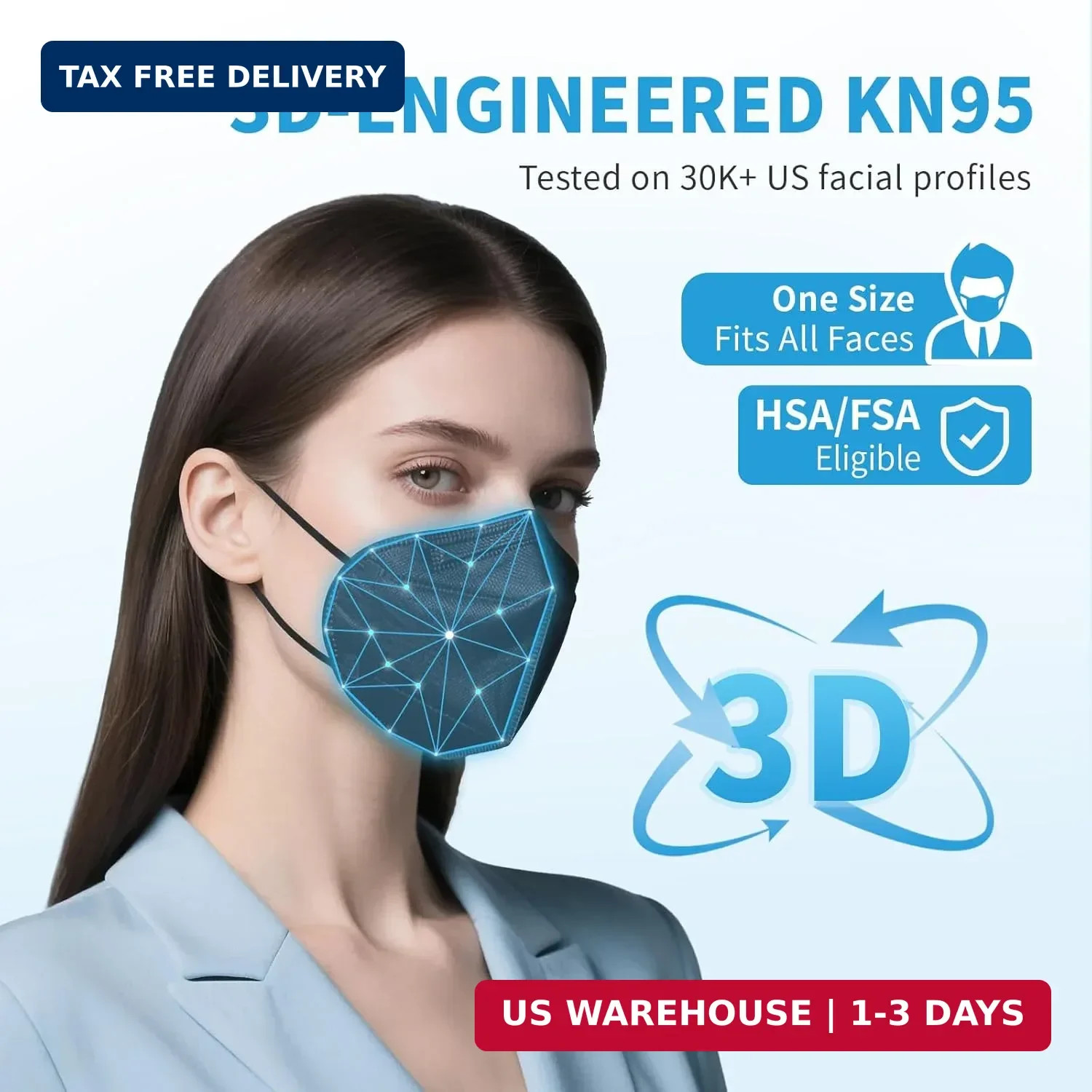 akgk KN95 Face Mask 50 PCS, Breathable Protection Masks, 5-Ply KN95 Black Masks,