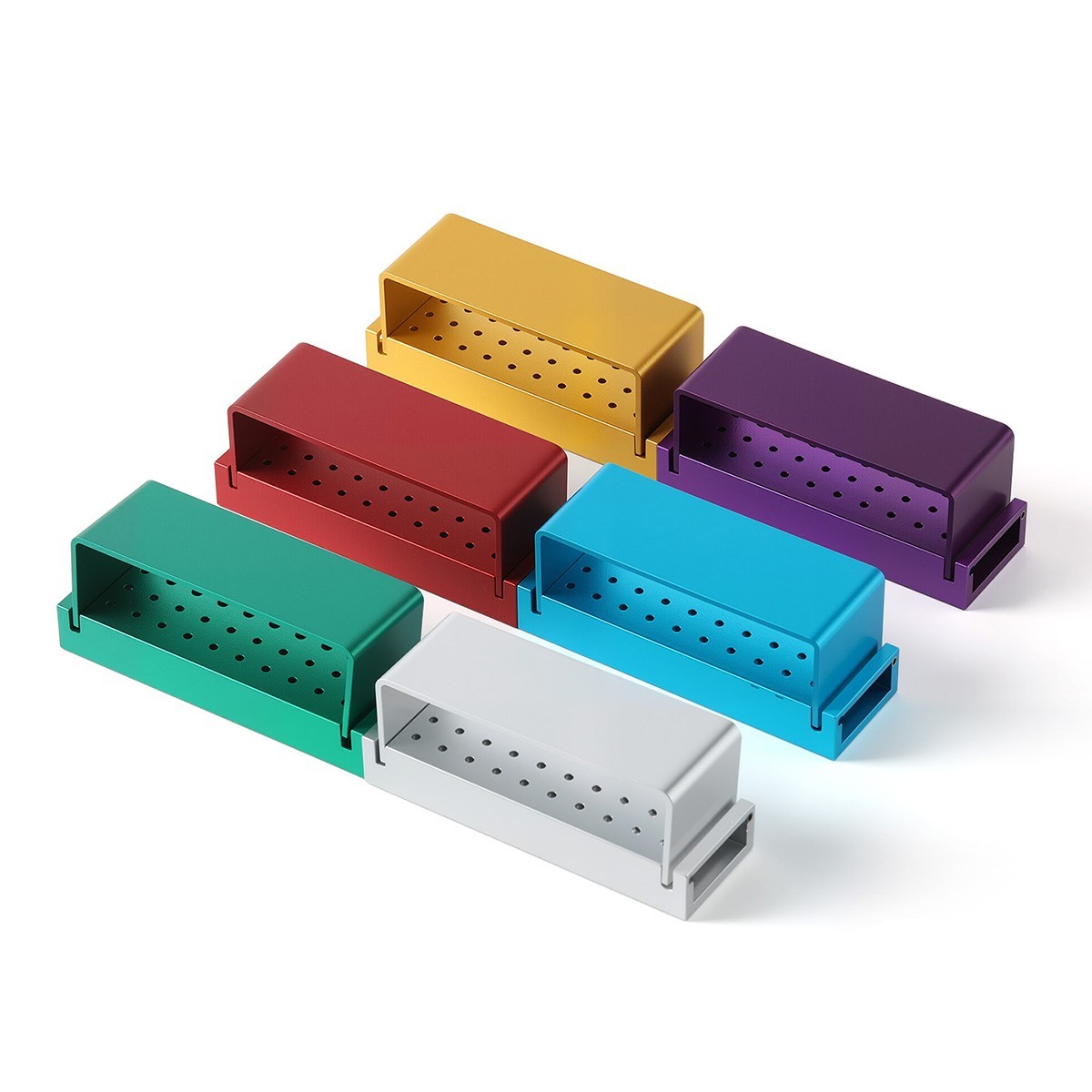 30 Holes Dental Bur Block Holder Disinfection Sterilization Box for RA FG Burs