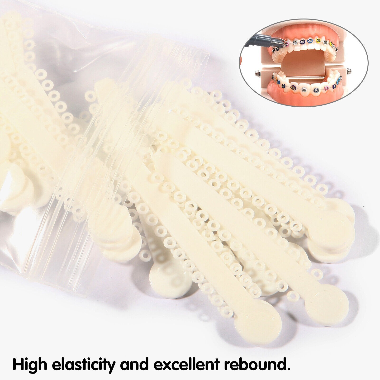 1040 Dental Orthodontic Ligature Ties Elastic Rubber Band Black/Rainbow Colors