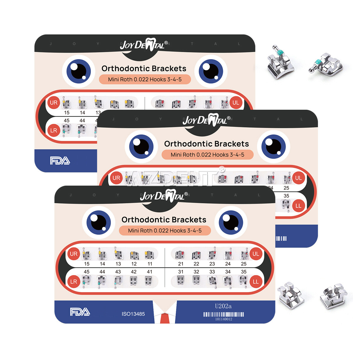 Dental Orthodontic Brackets Braces Monoblock Mini Roth/MBT .022″ Hooks 3 4 5