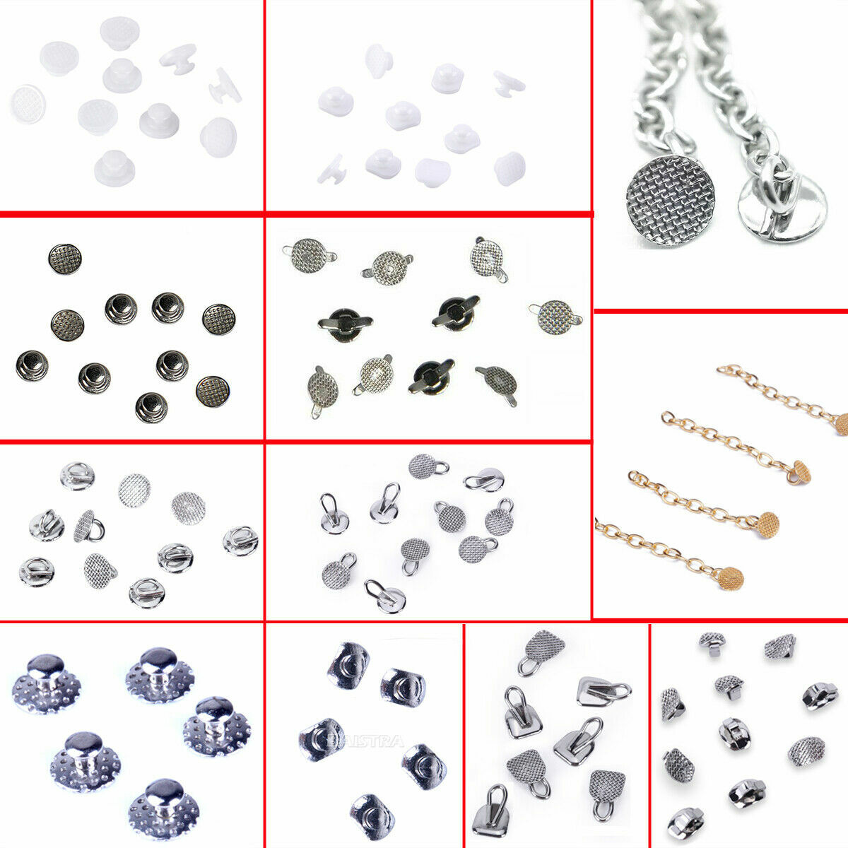 AZDENT Dental Orthodontic Lingual Buttons Bondable Round /Button Chain
