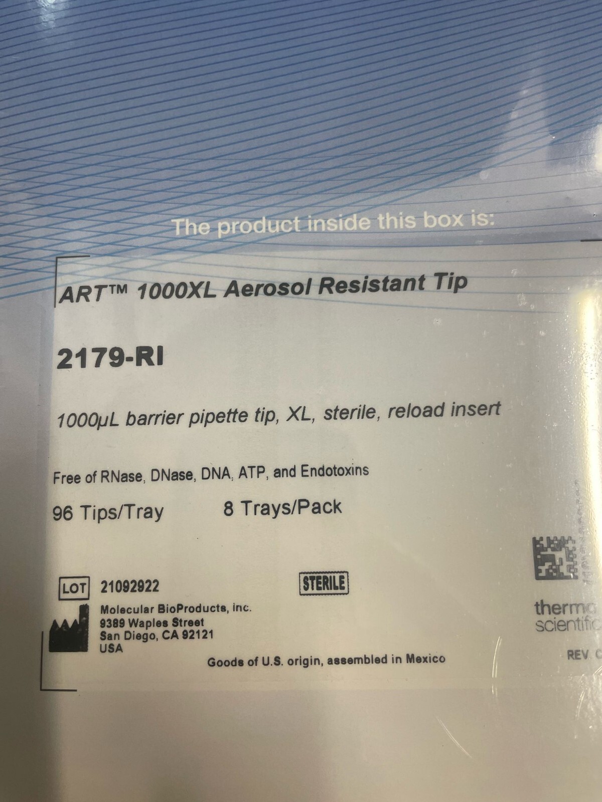 lot4 Thermo Scientific ART 1000 XL REACHBarrier Tip 2179-RI pipette tips 1000ul